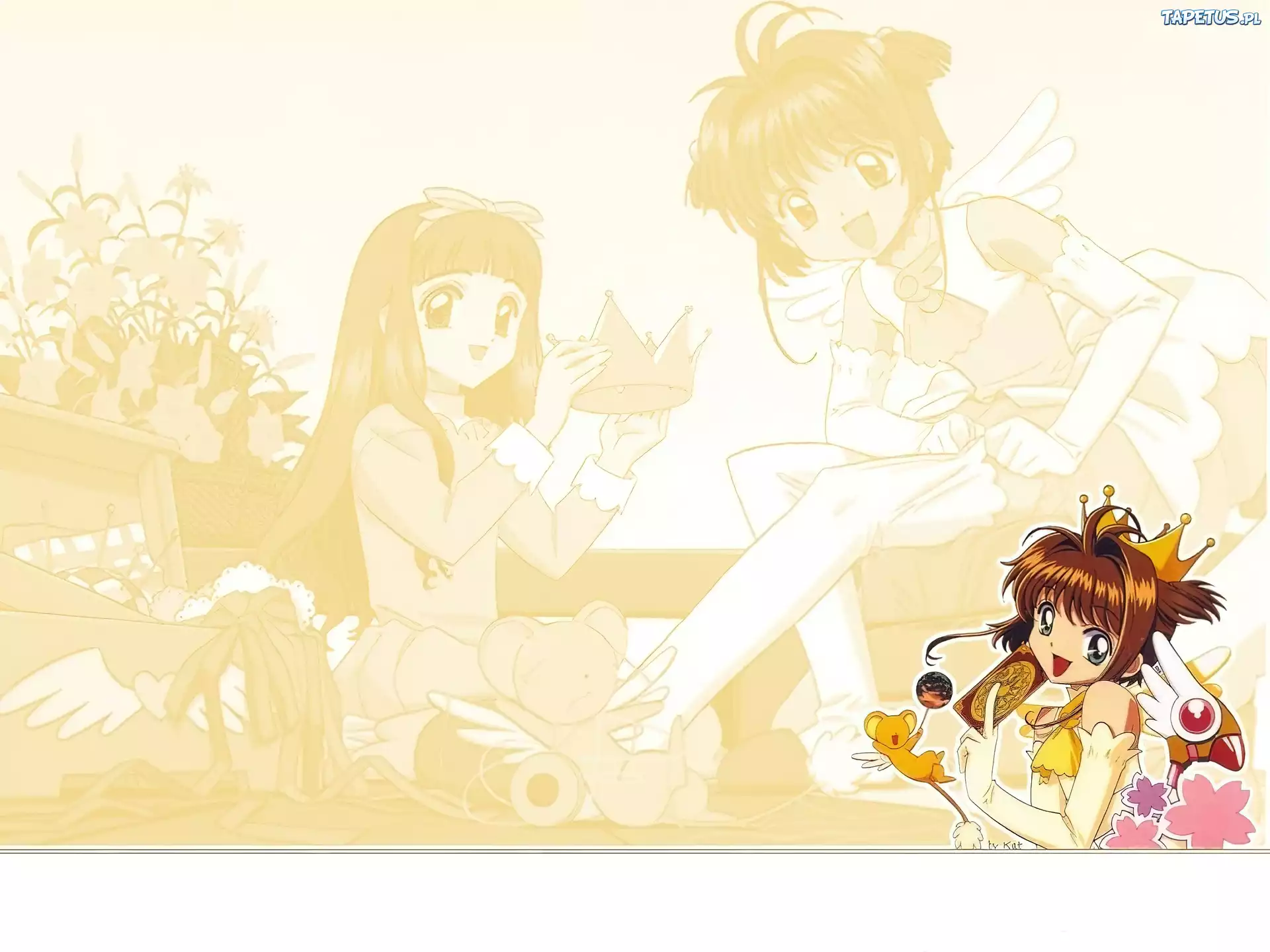 Cardcaptor Sakura, dziewczyny, korona, pluszak