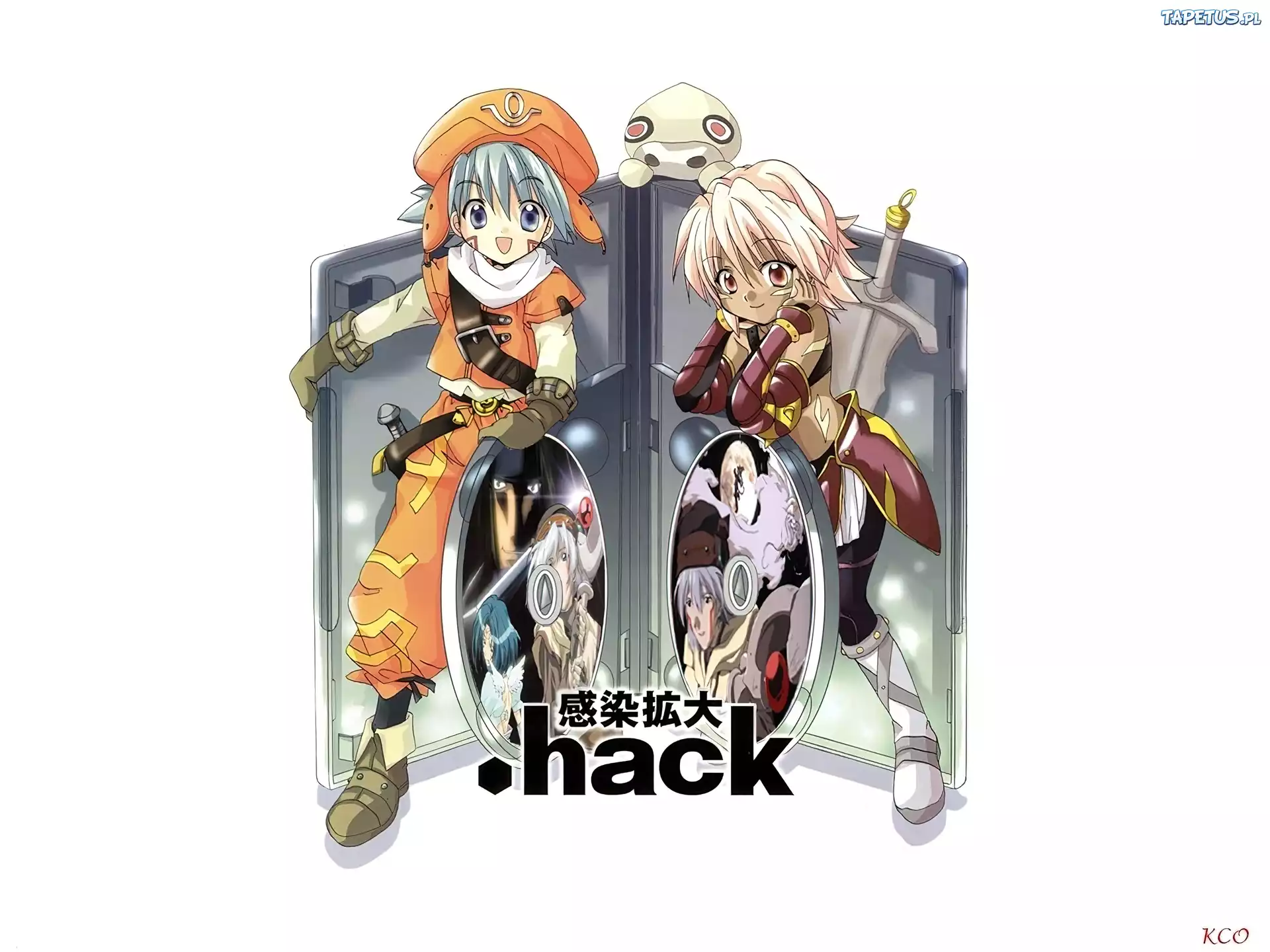 Dot Hack, lustro, zbroja, dzieci, napis