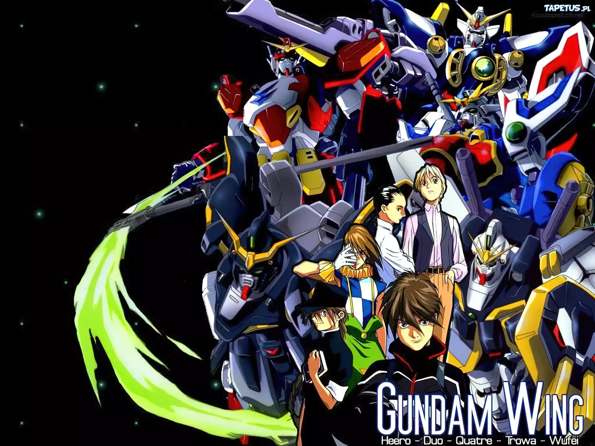 Gundam Wing, roboty, ludzie, drużyna, ekipa