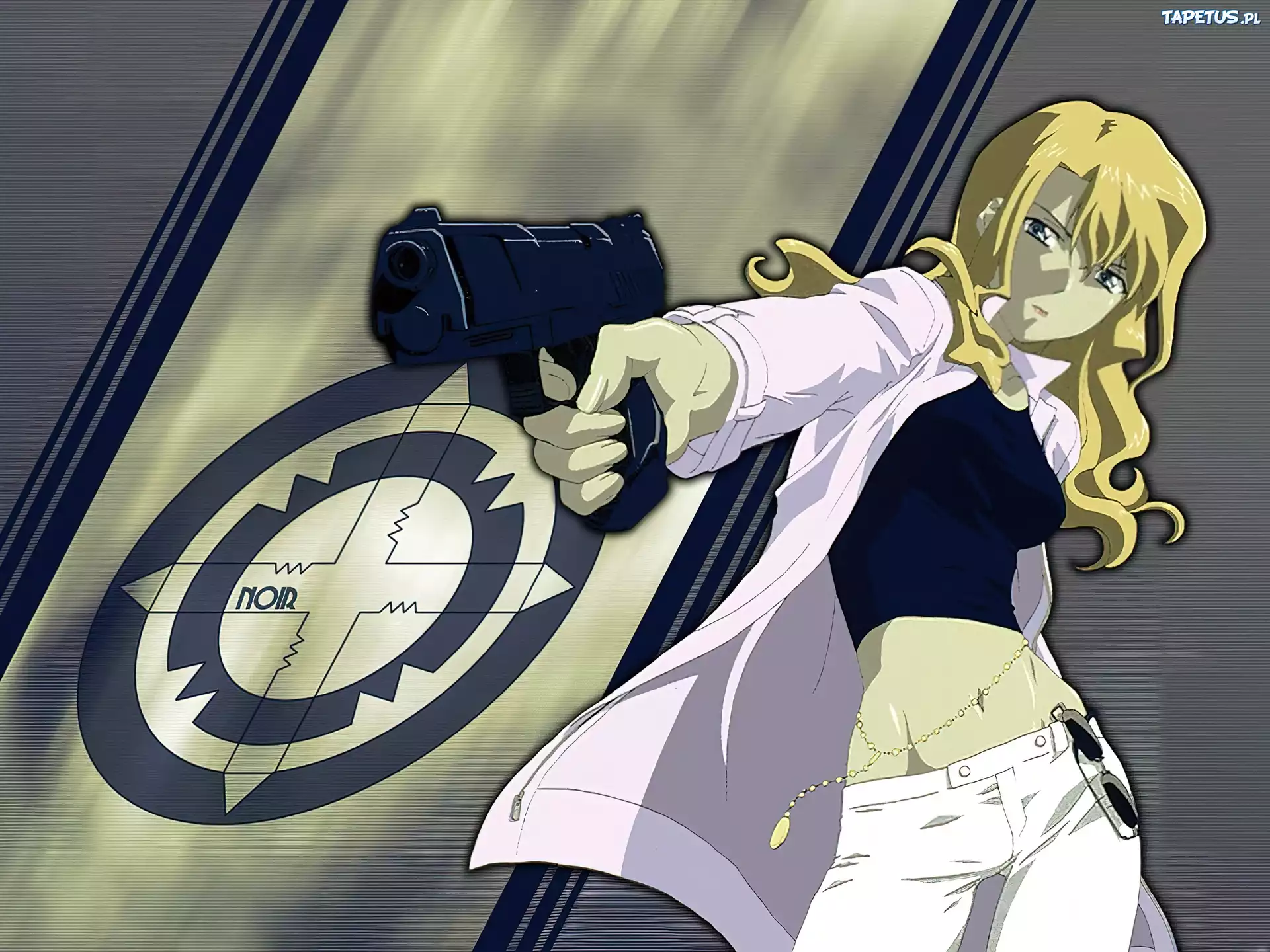 Noir, kobieta, pistolet