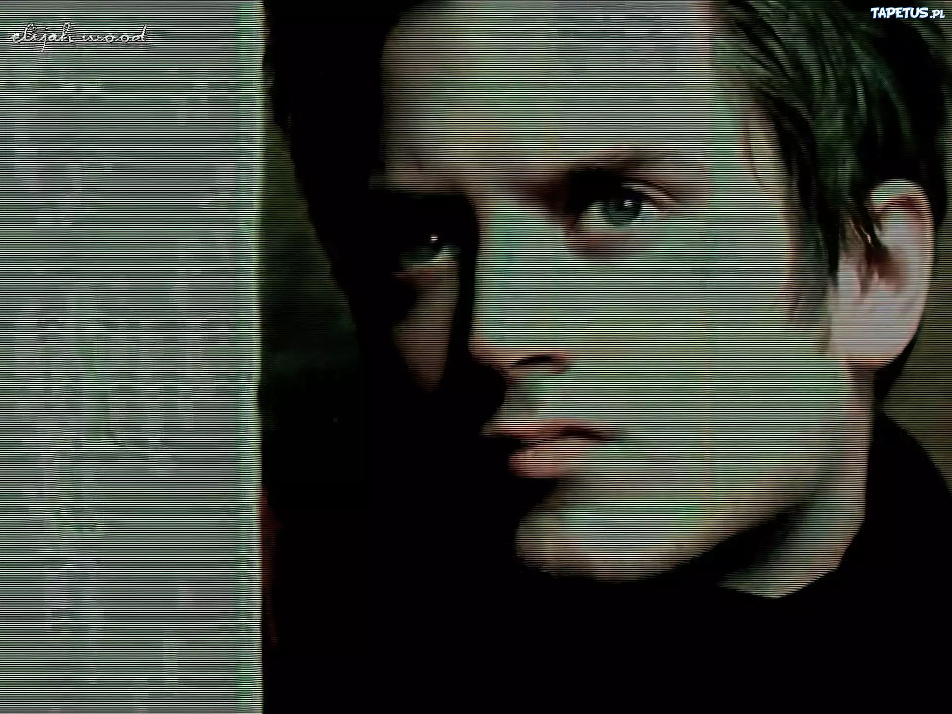 Elijah Wood,ciemny strój, zielone oczy