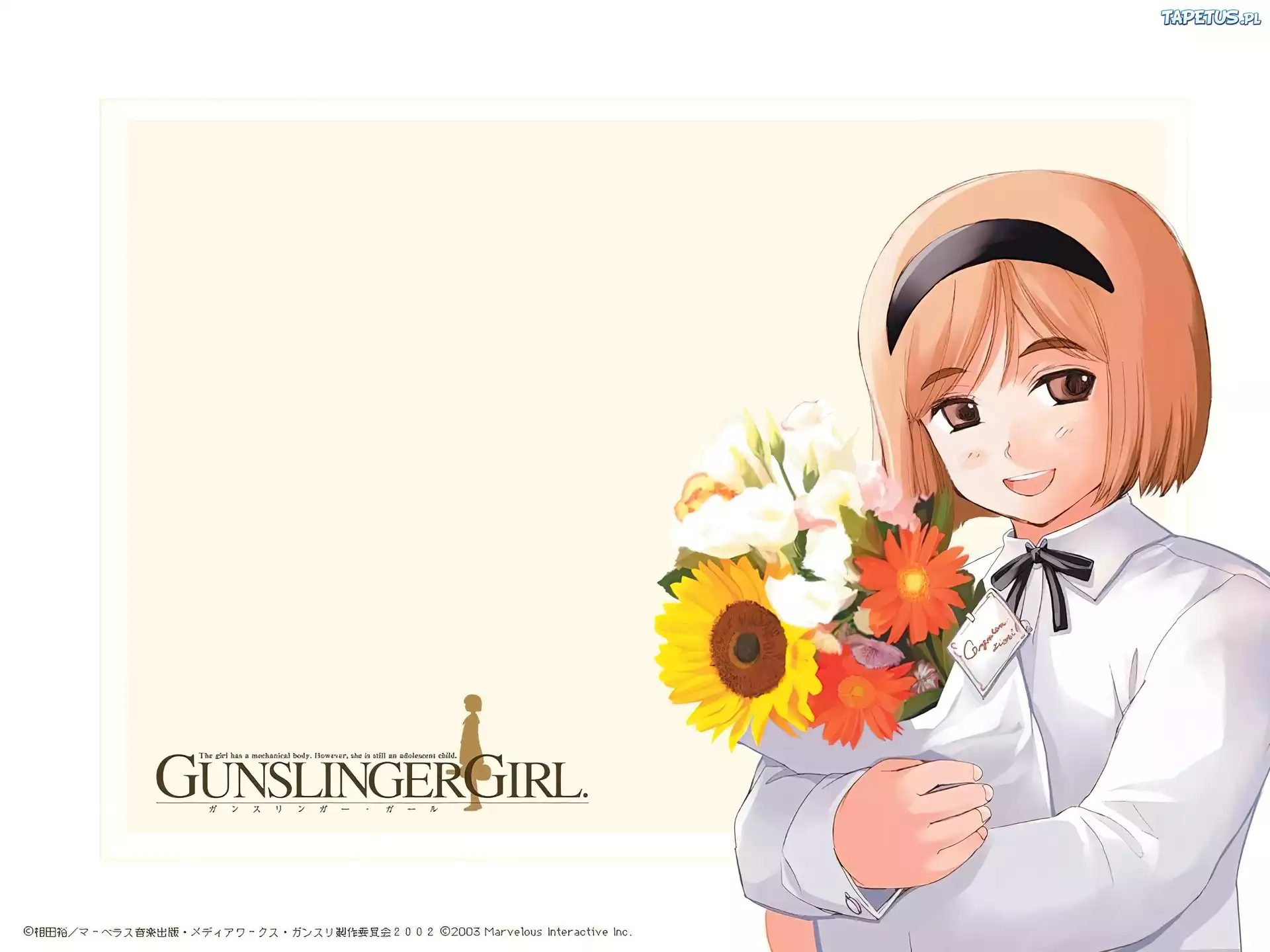 Gunslinger Girl, bukiet, kwiaty, dziewczyna