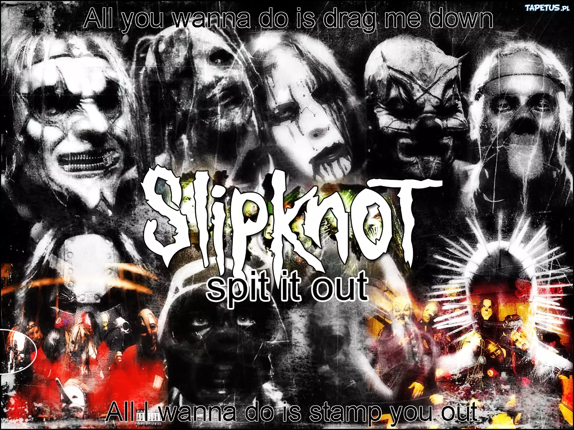 Slipknot,twarze, kolce, maska