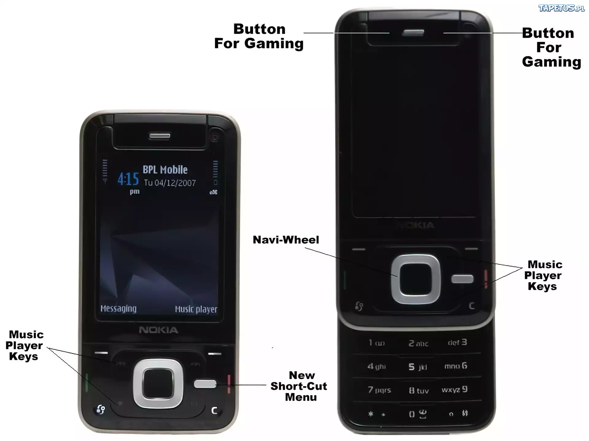 Nokia N81, Czarna, Przód, Opis