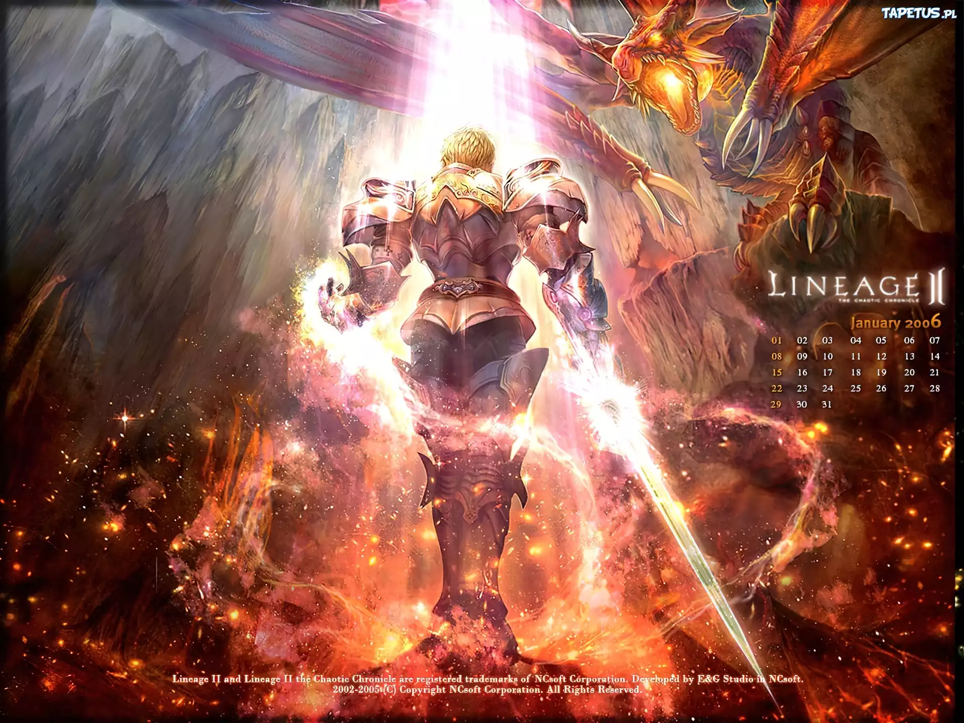 Lineage 2, postać, smok, światło