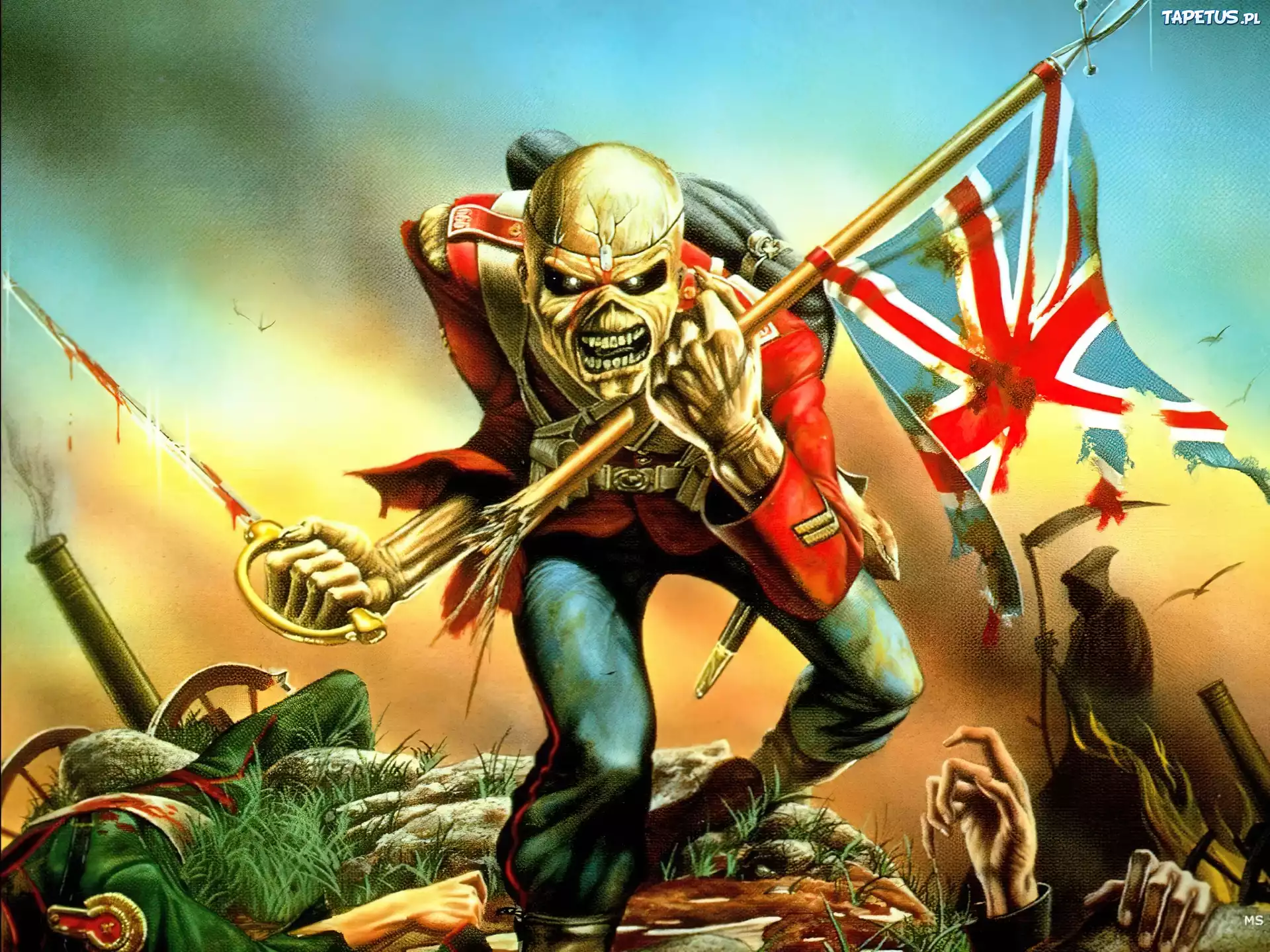 Iron Maiden,szabla, flaga