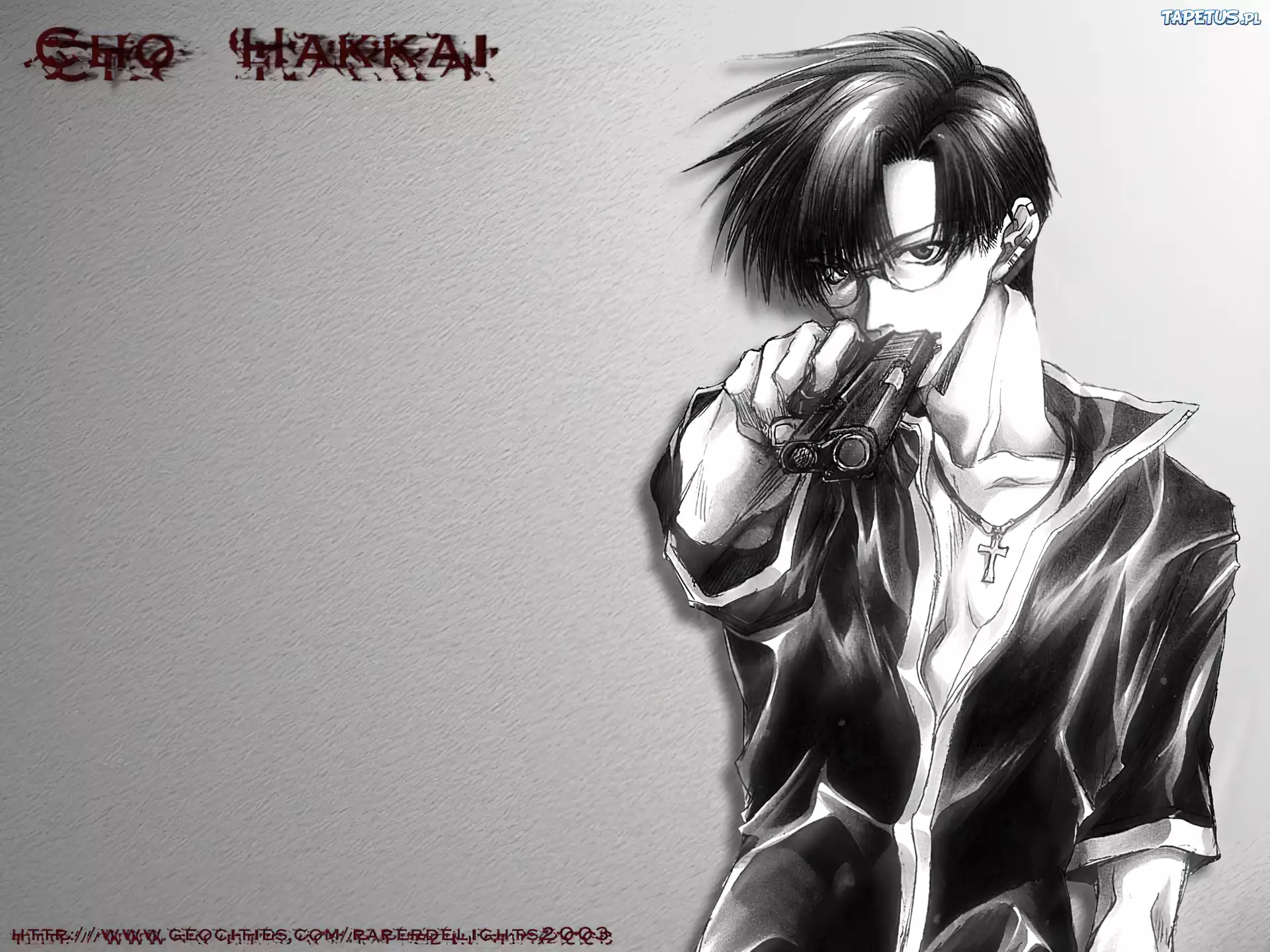 Saiyuki,pistolet, okulary