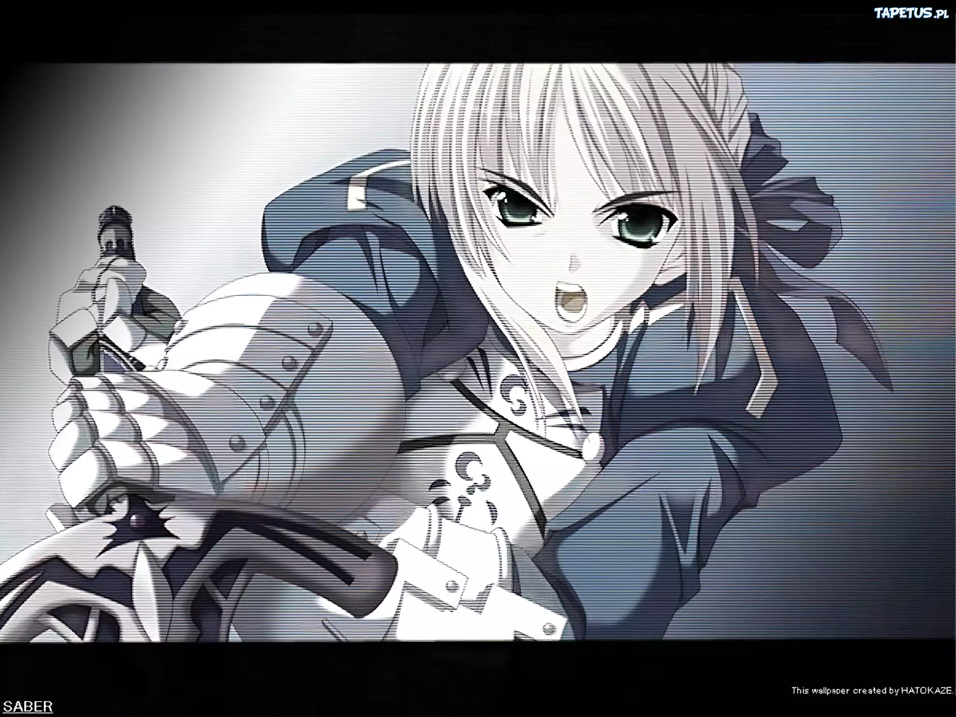 Fate Stay Night, dziewczyna, miecz, twarz