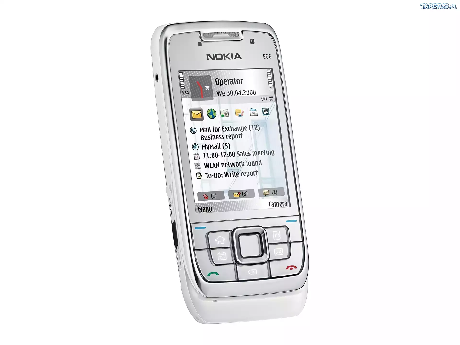 Nokia E66, Srebrny, 3.5G, Ekran