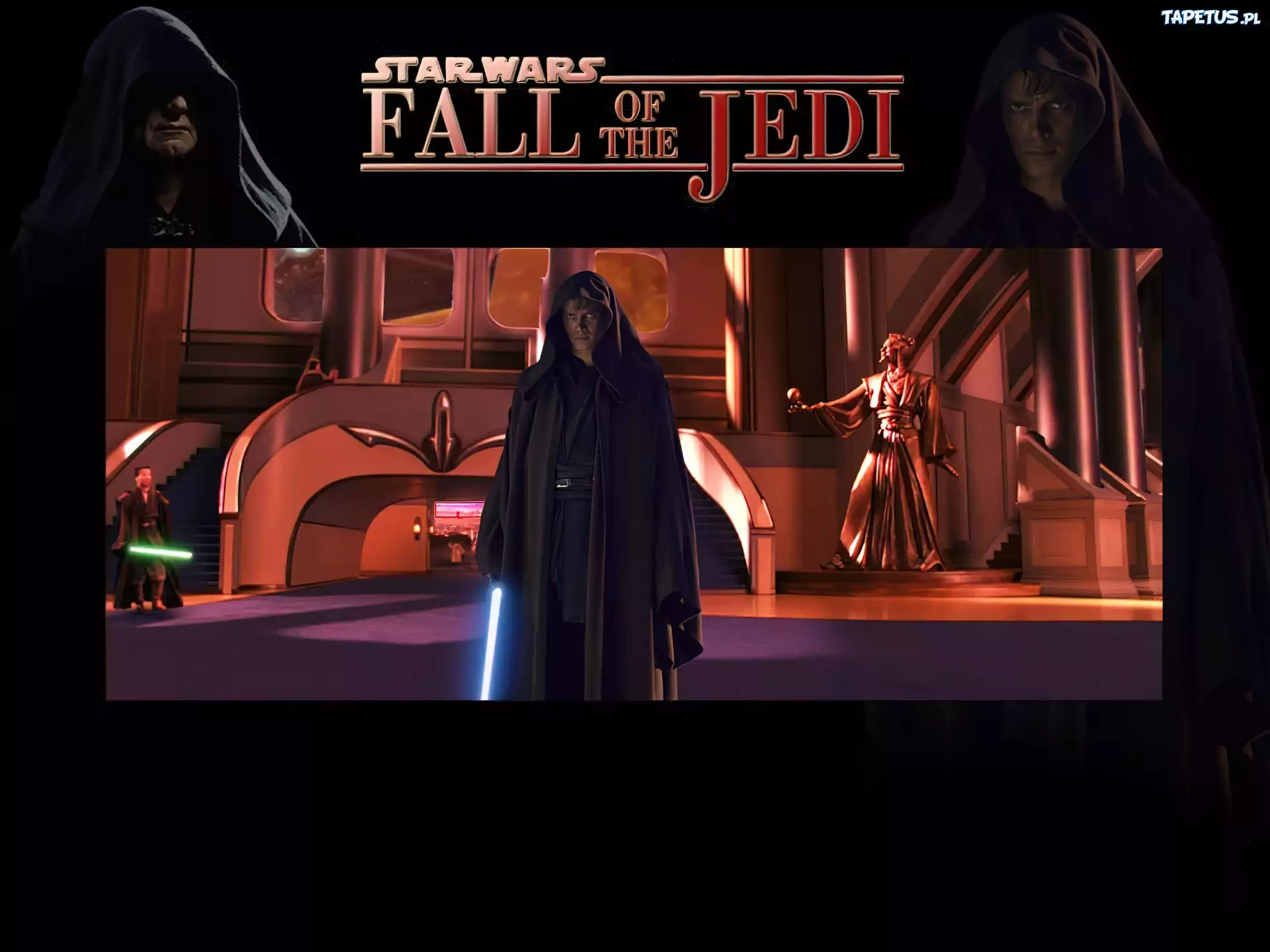 Star Wars, Hayden Christensen, płaszcz, laser, schody
