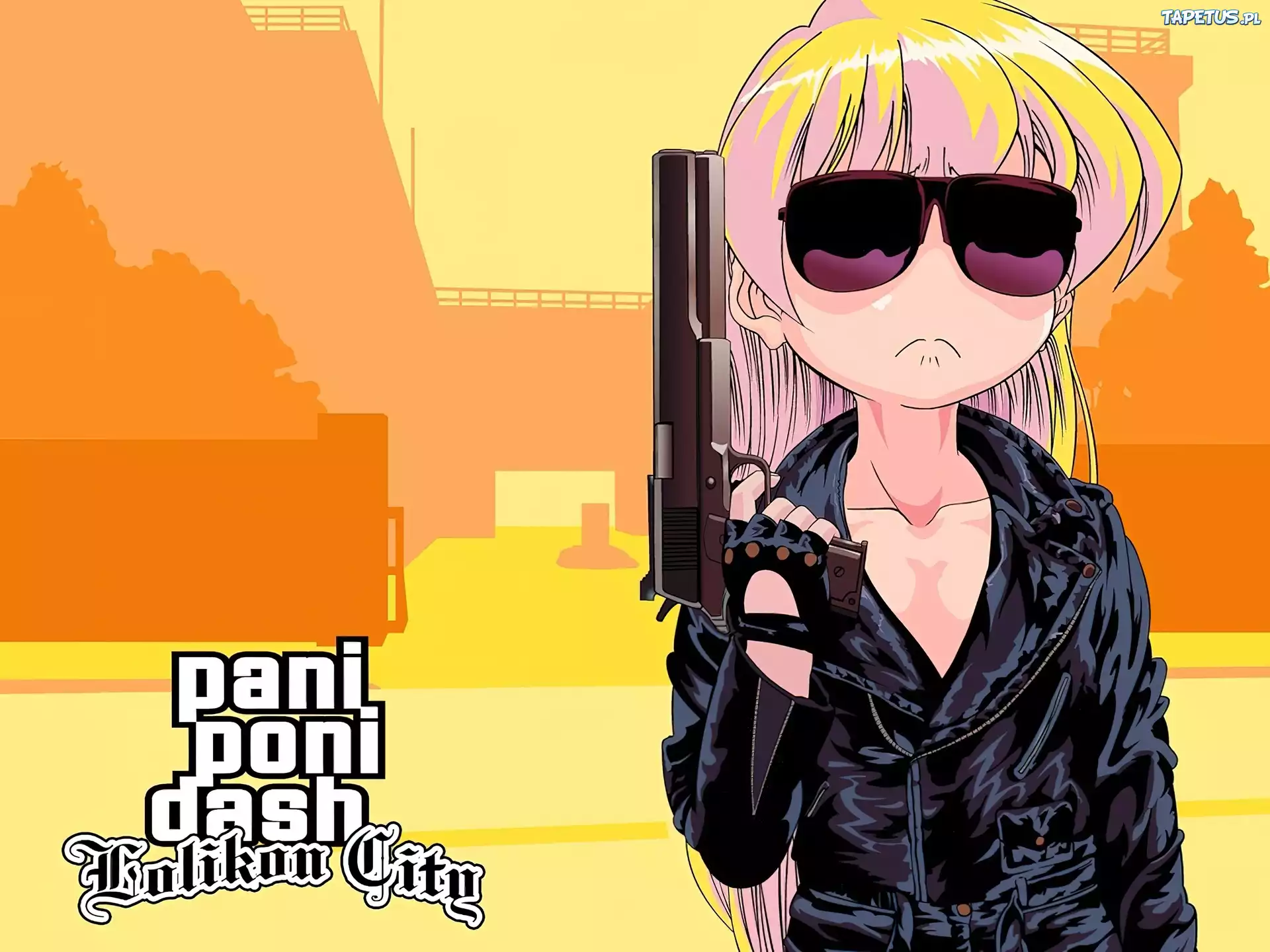 Pani Poni Dash, okulary, kobieta, pistolet