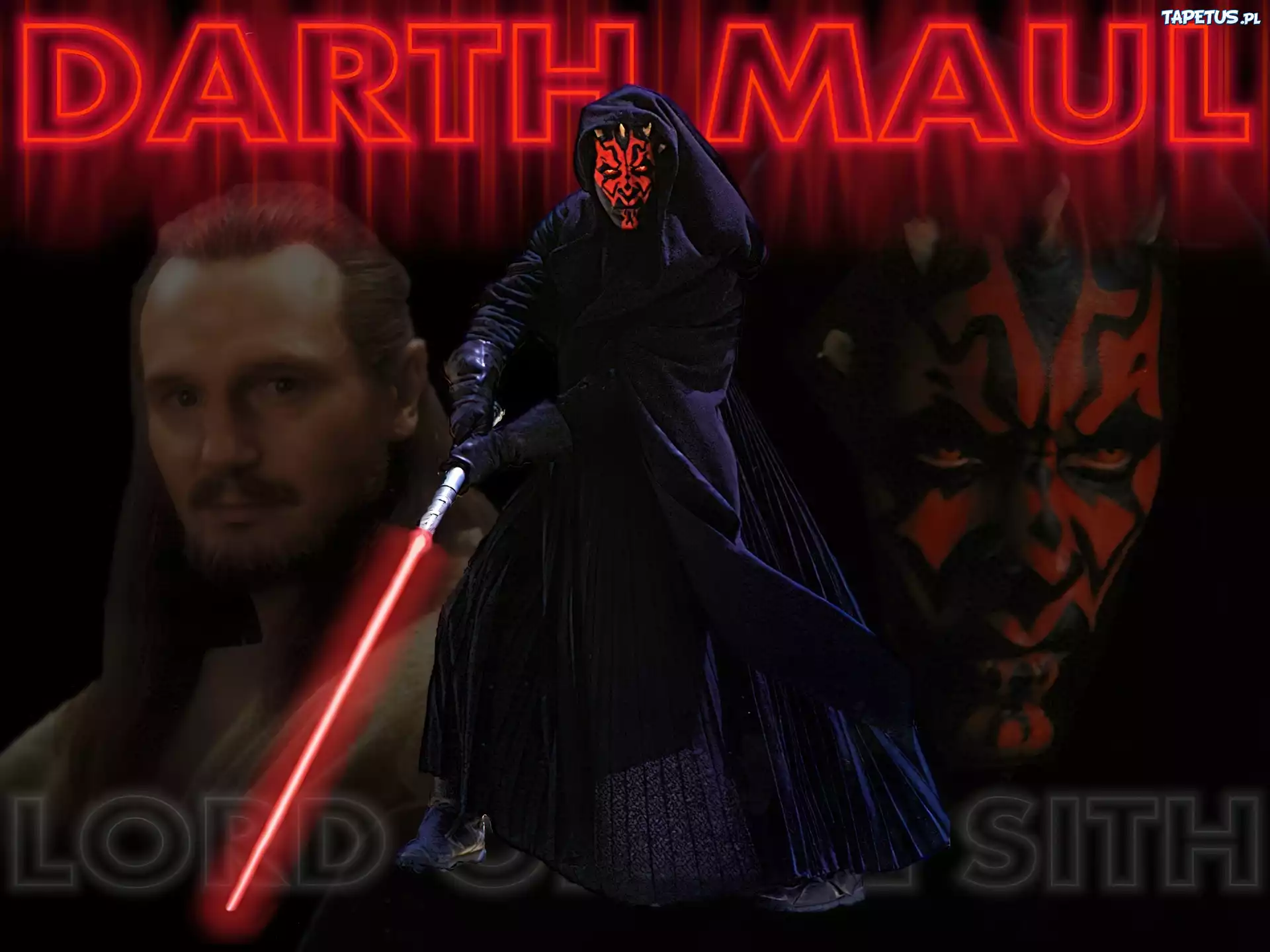 Star Wars, twarz, strój, laser, neon, napis