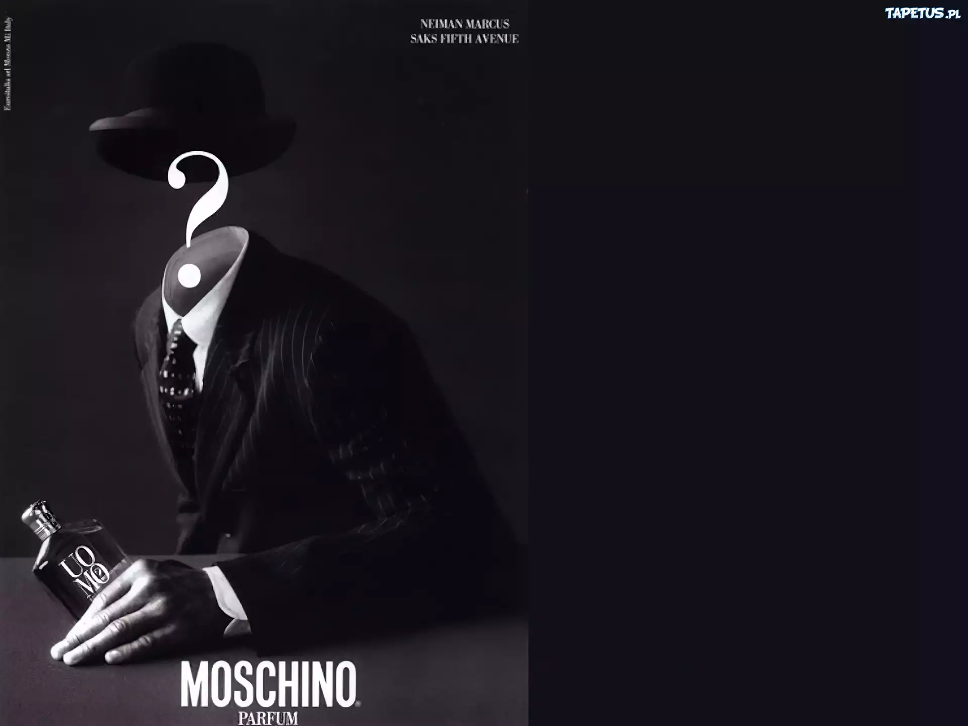Moschino, garnitur, kapelusz, perfumy, flakon