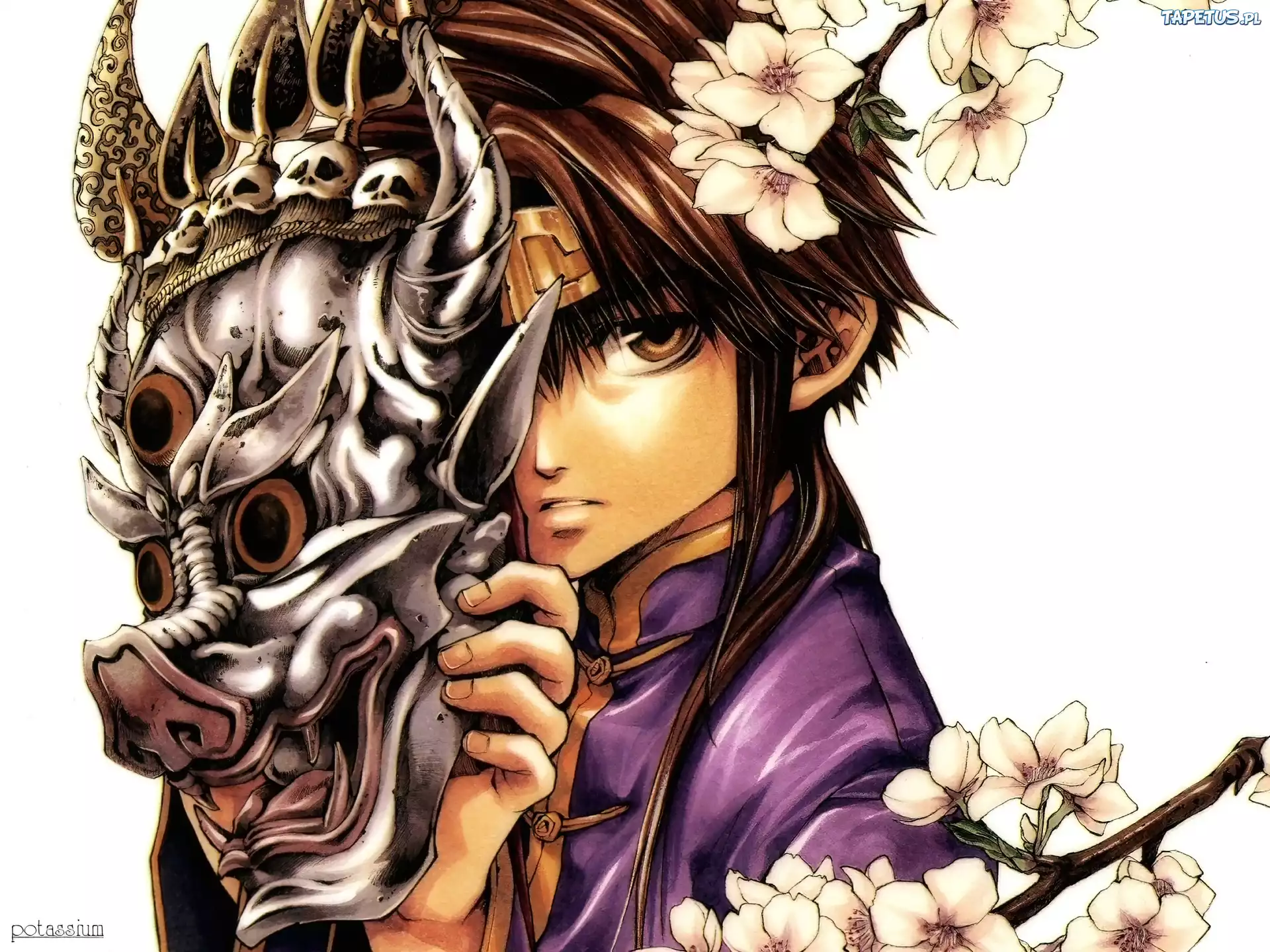 Saiyuki, czaszki, kwiatki