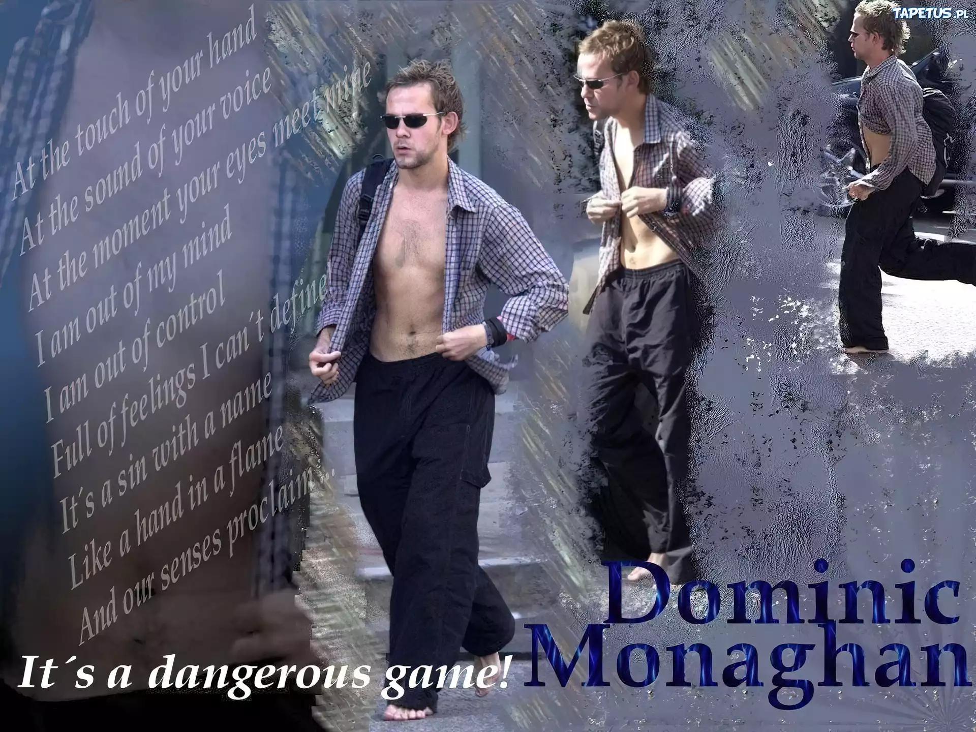 Dominic Monaghan,rozpięta koszula, okulary