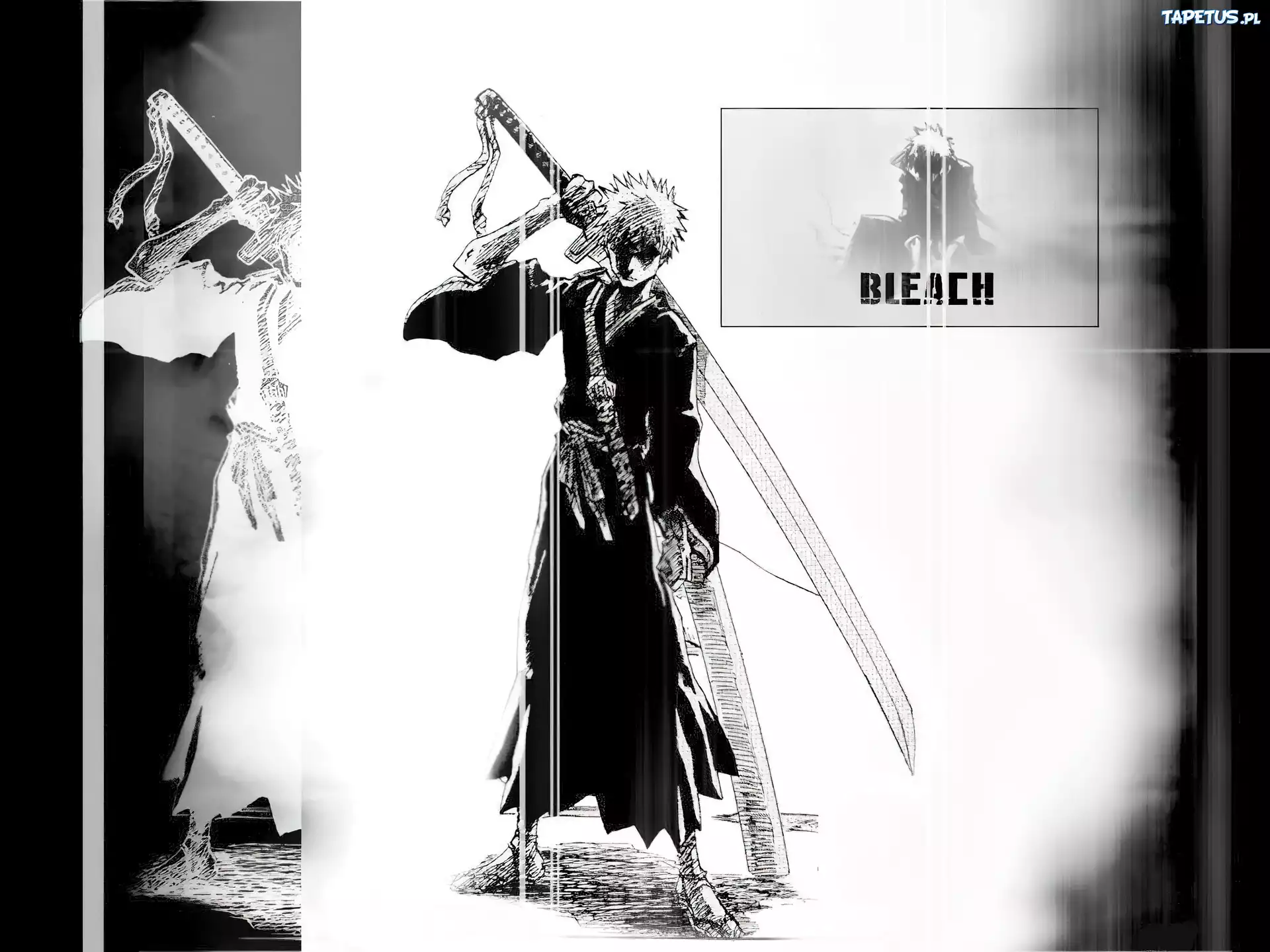 Bleach, napis, postać, miecz