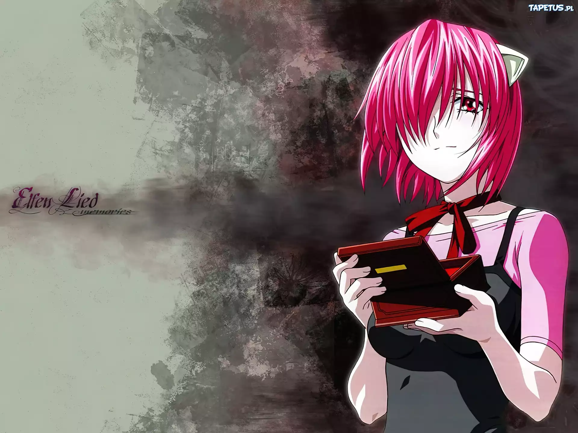 Elfen Lied, pudełko, dziewczynka, szkatułka, apaszka