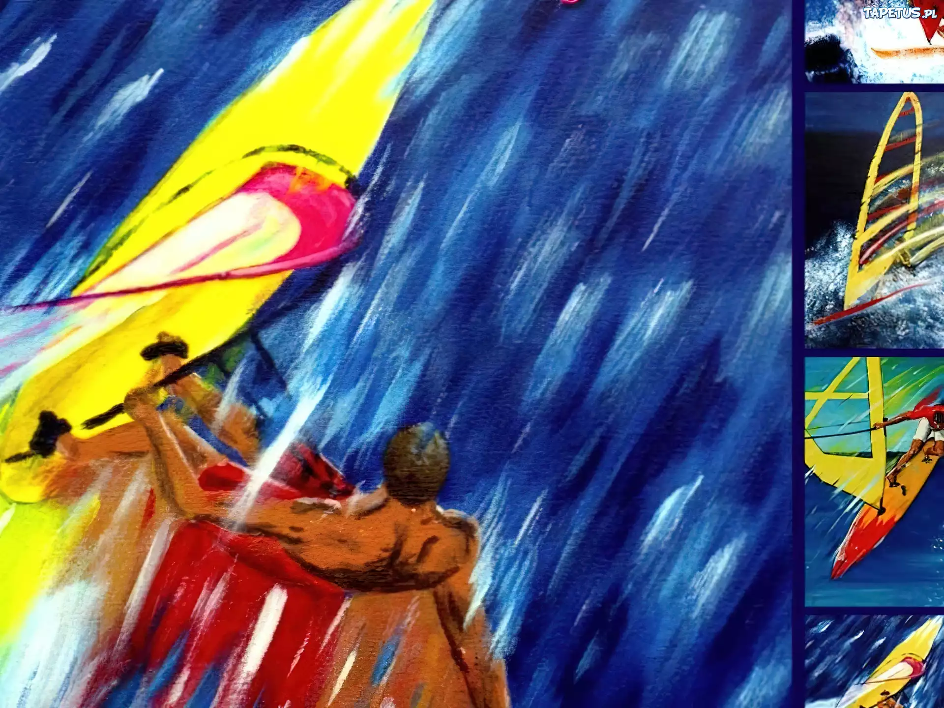 Windsurfing,deska, żagiel ,fala