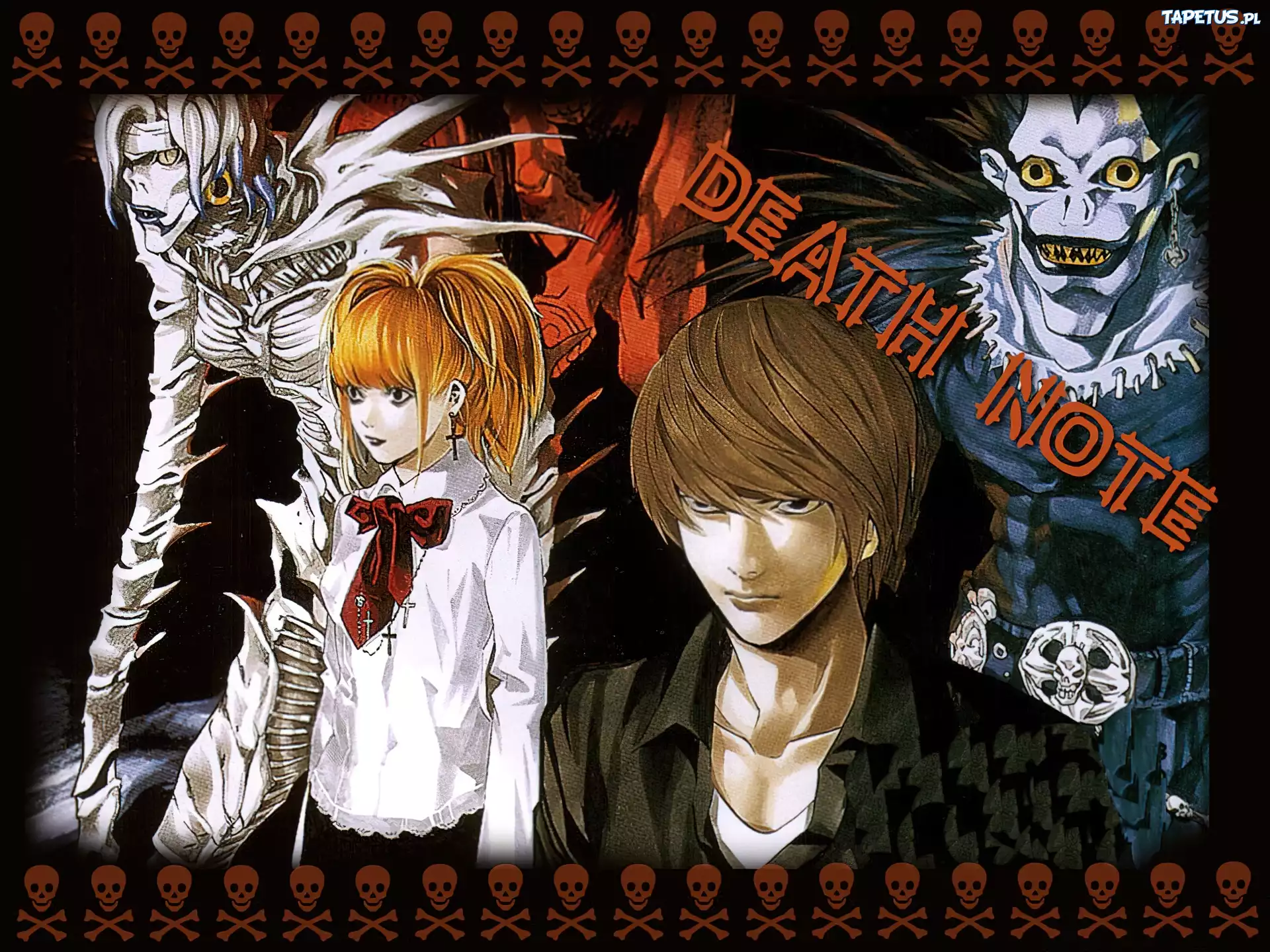 Death Note, czaszka, potwór, chłopak, dziewczyna