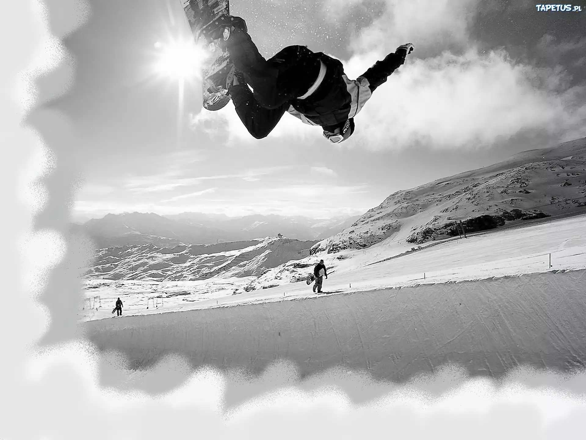 Snowbording,deska ,śnieg, zima , słońce