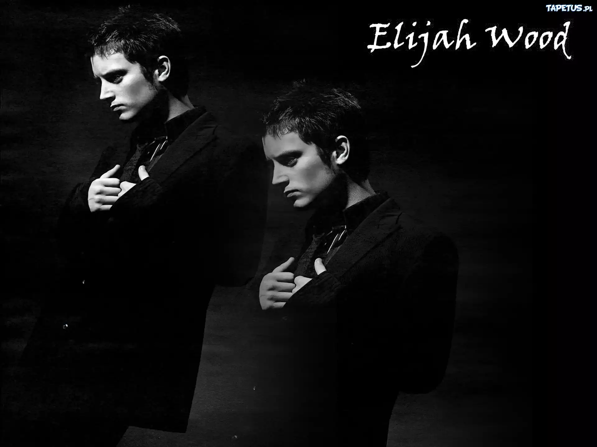 Elijah Wood,czarny garnitur,krawat