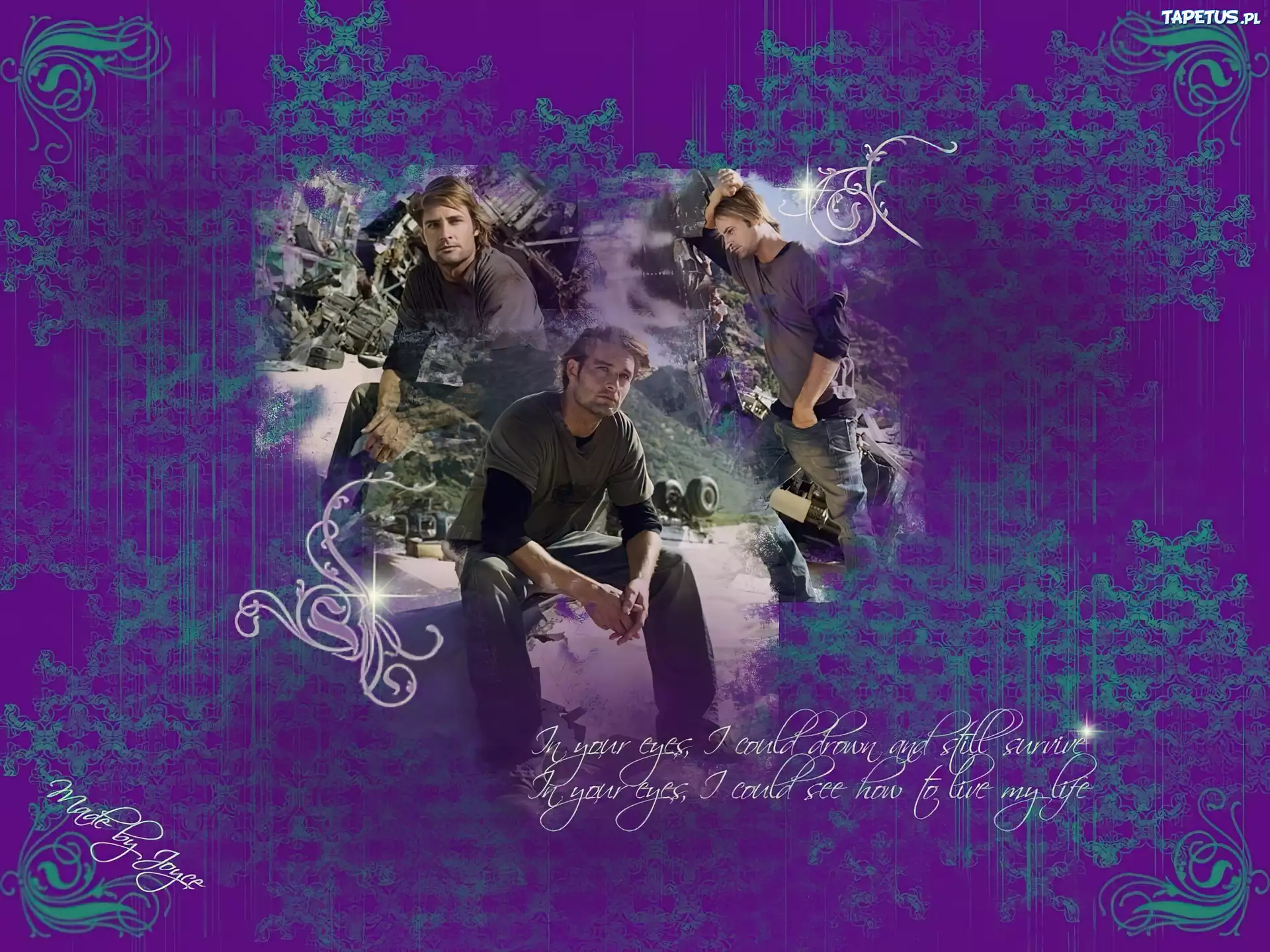 Filmy Lost, Josh Holloway, fioletowe, tło