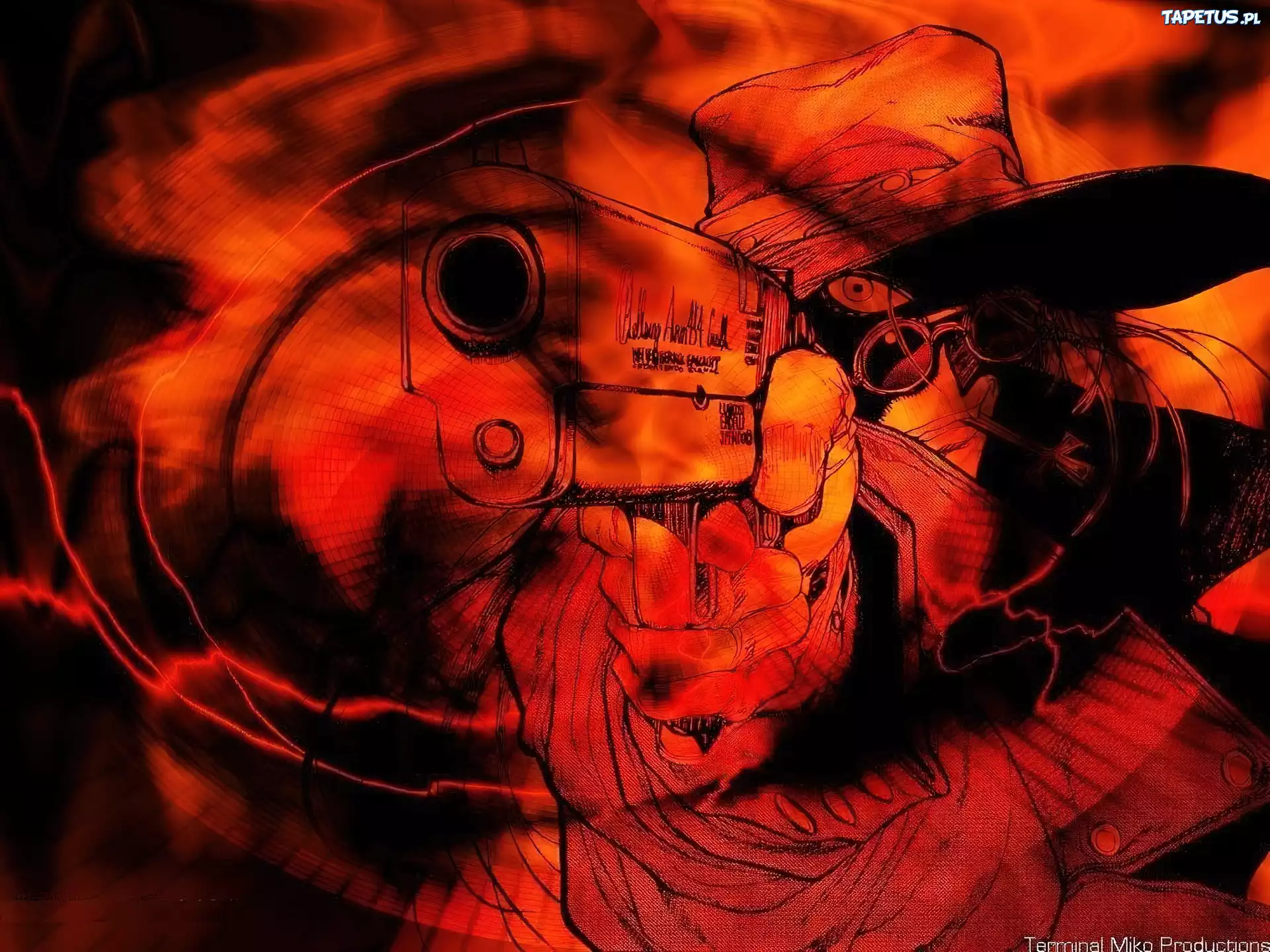 kapelusz, facet, pistolet, Hellsing