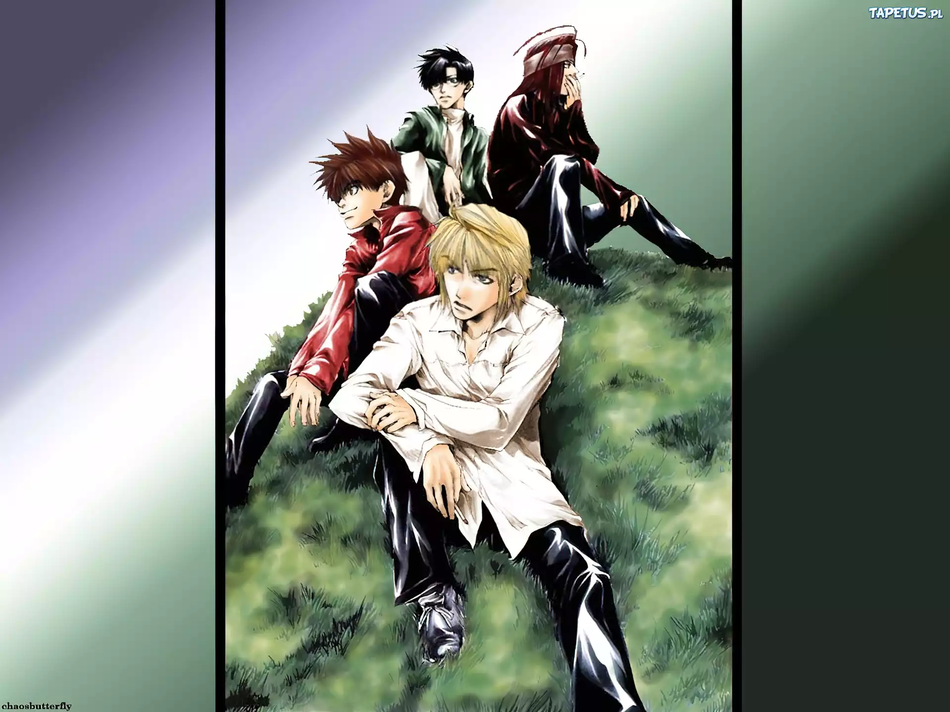 Saiyuki, łąka, ludzie