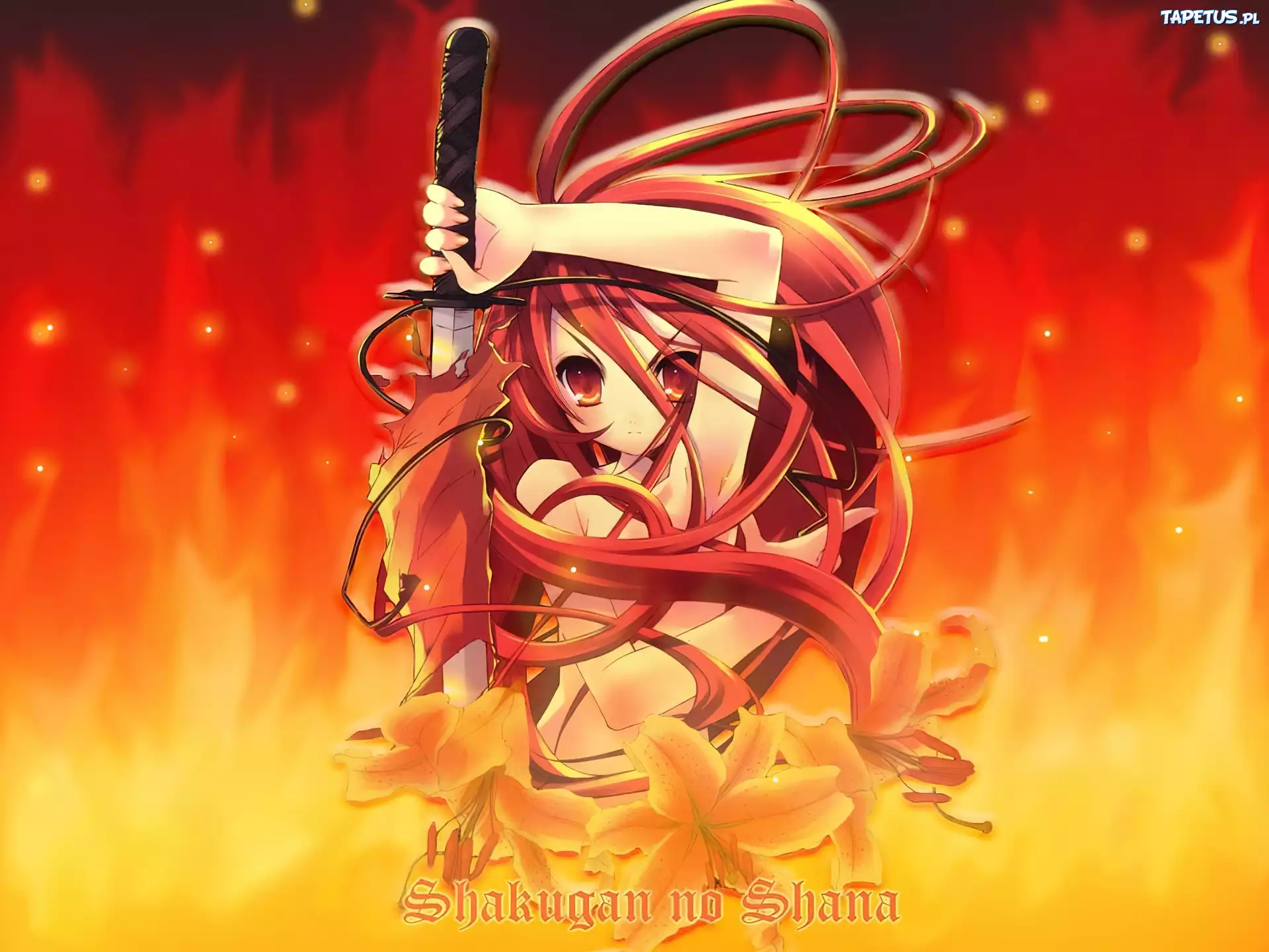 Shakugan No Shana, długie włosy, miecz