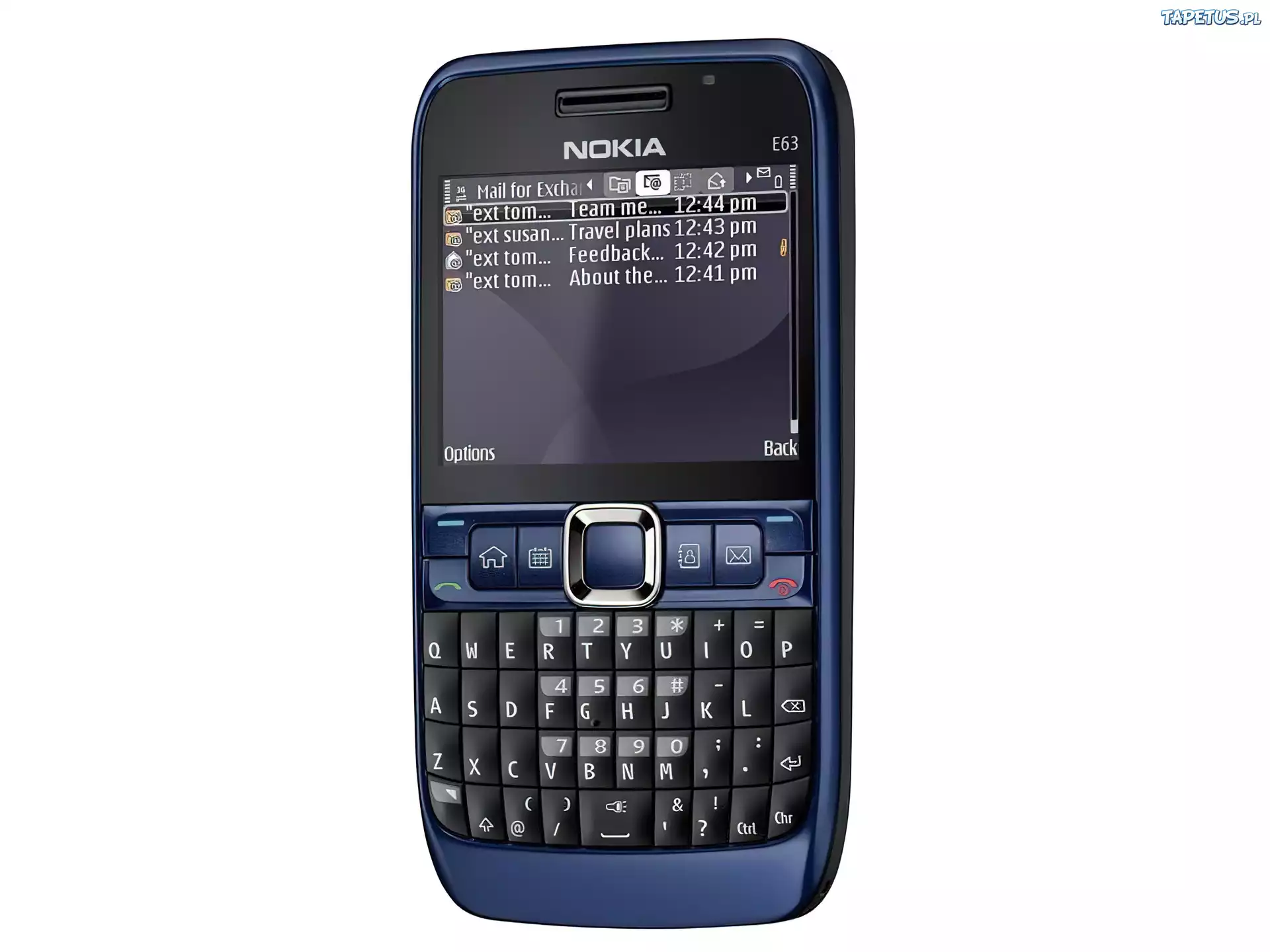 Nokia E63, Niebieski, Mail