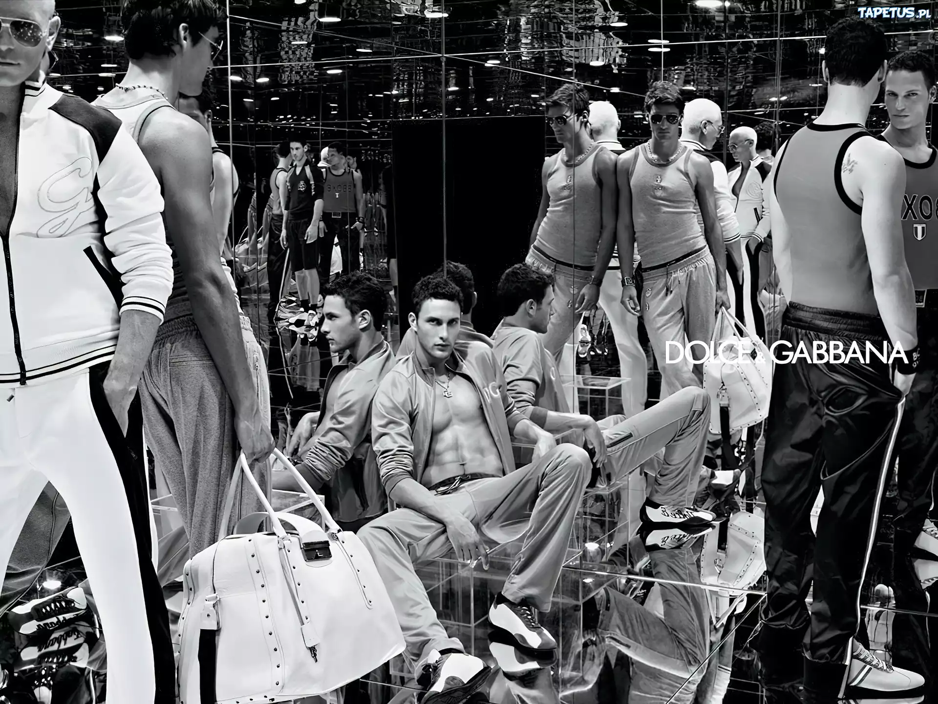 Dolce And Gabbana, mężczyźni, torba, spodnie, lustro