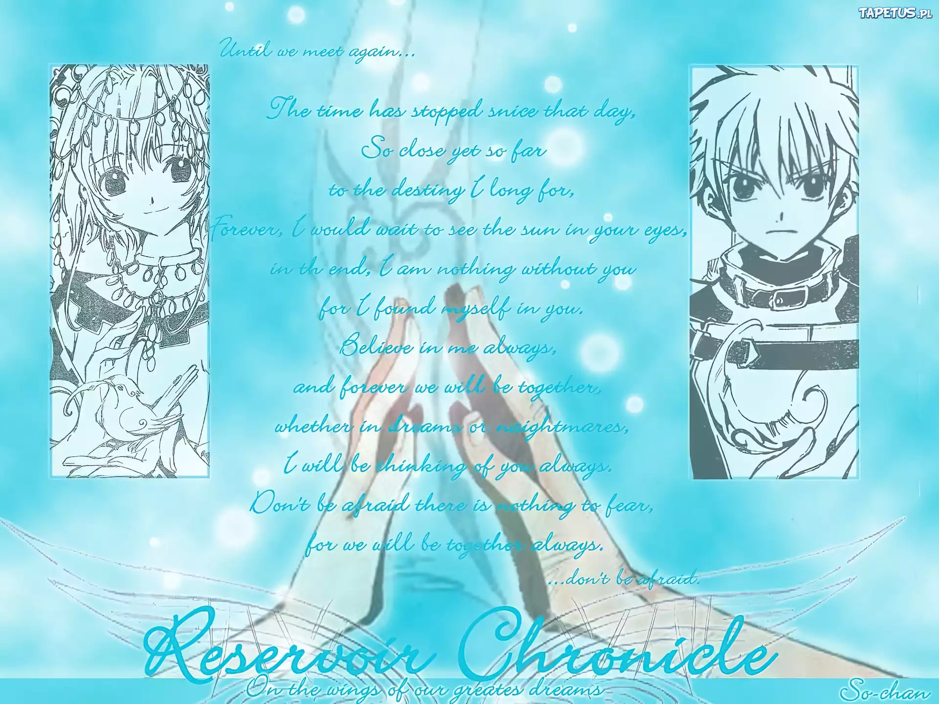 Tsubasa Reservoir Chronicles, dłonie, napisy, postacie