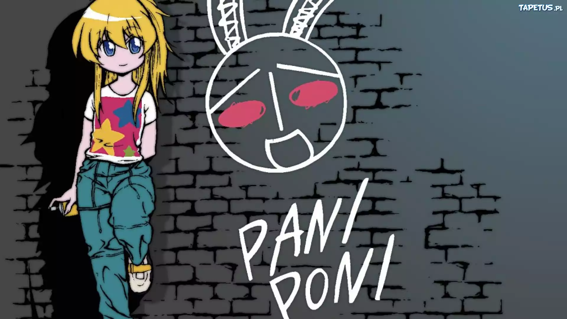 Pani Poni Dash, dziewczyna, mur, napis