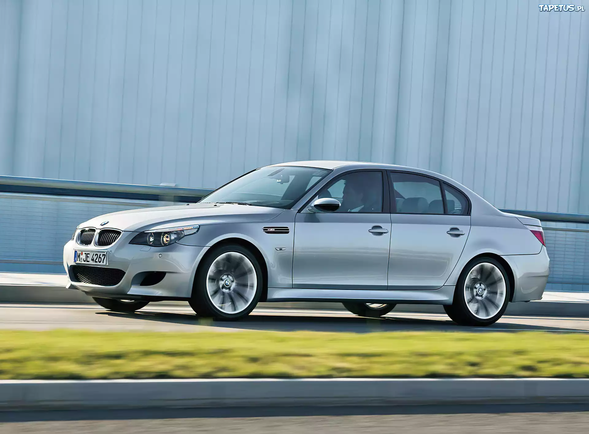 Silver, BMW 5, E60, Lewy, Bok
