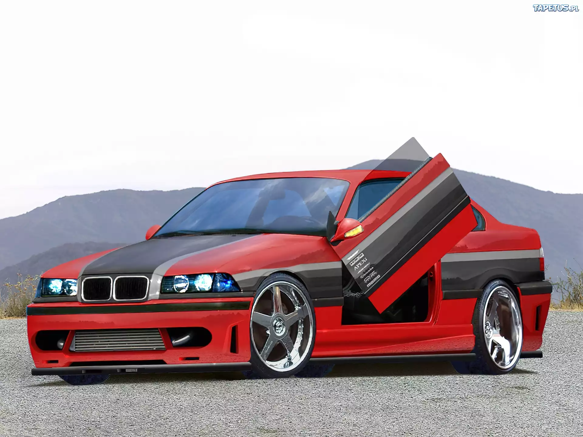 Czerwony, Czarny, BMW 3, E36, Tuning