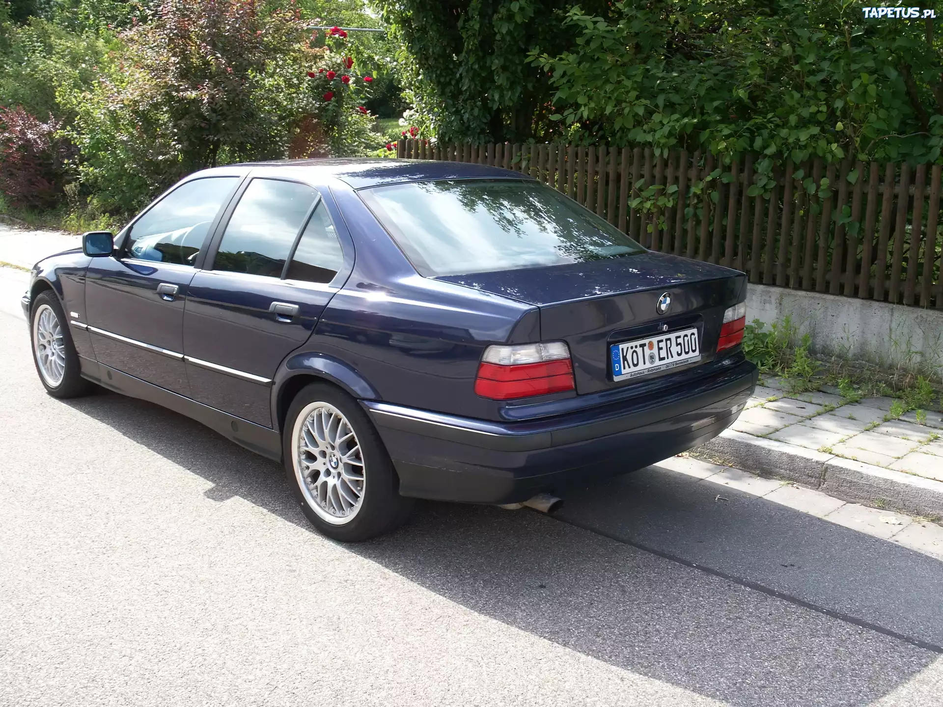 Granatowy, BMW 3, E36, Widok, Lewy, Tył
