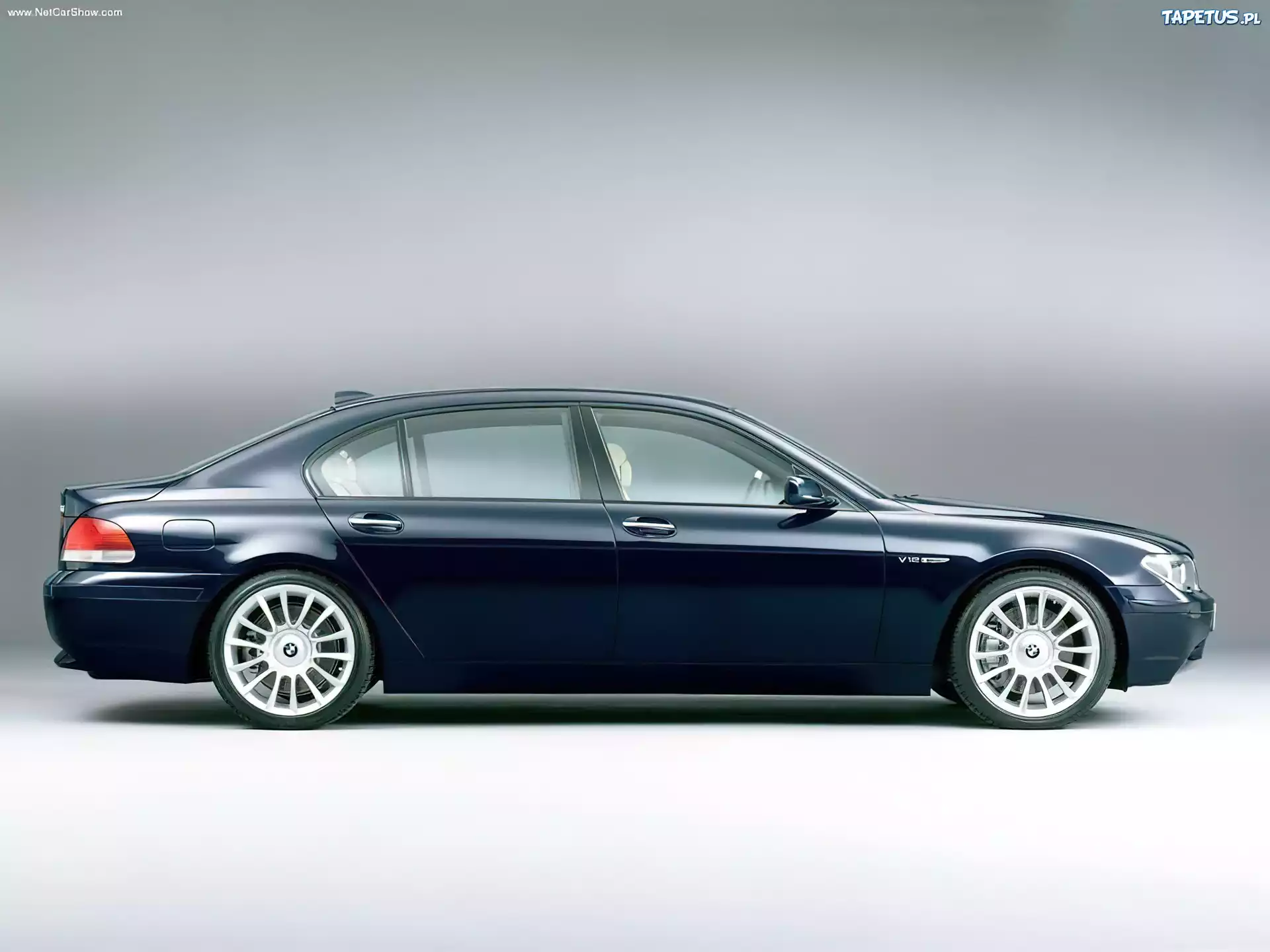 Granatowy, BMW 7, E65, Prawy, Bok