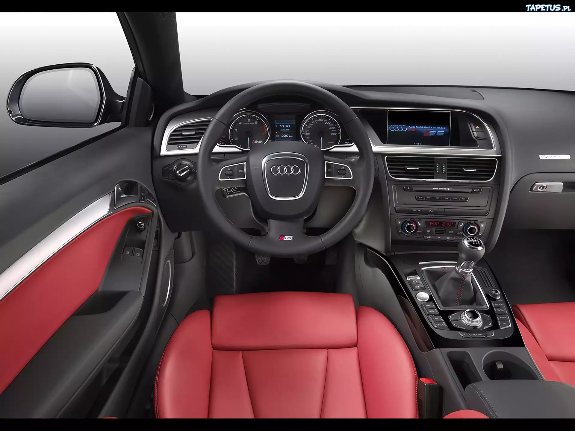 Audi A5, Czerwone, Skóry