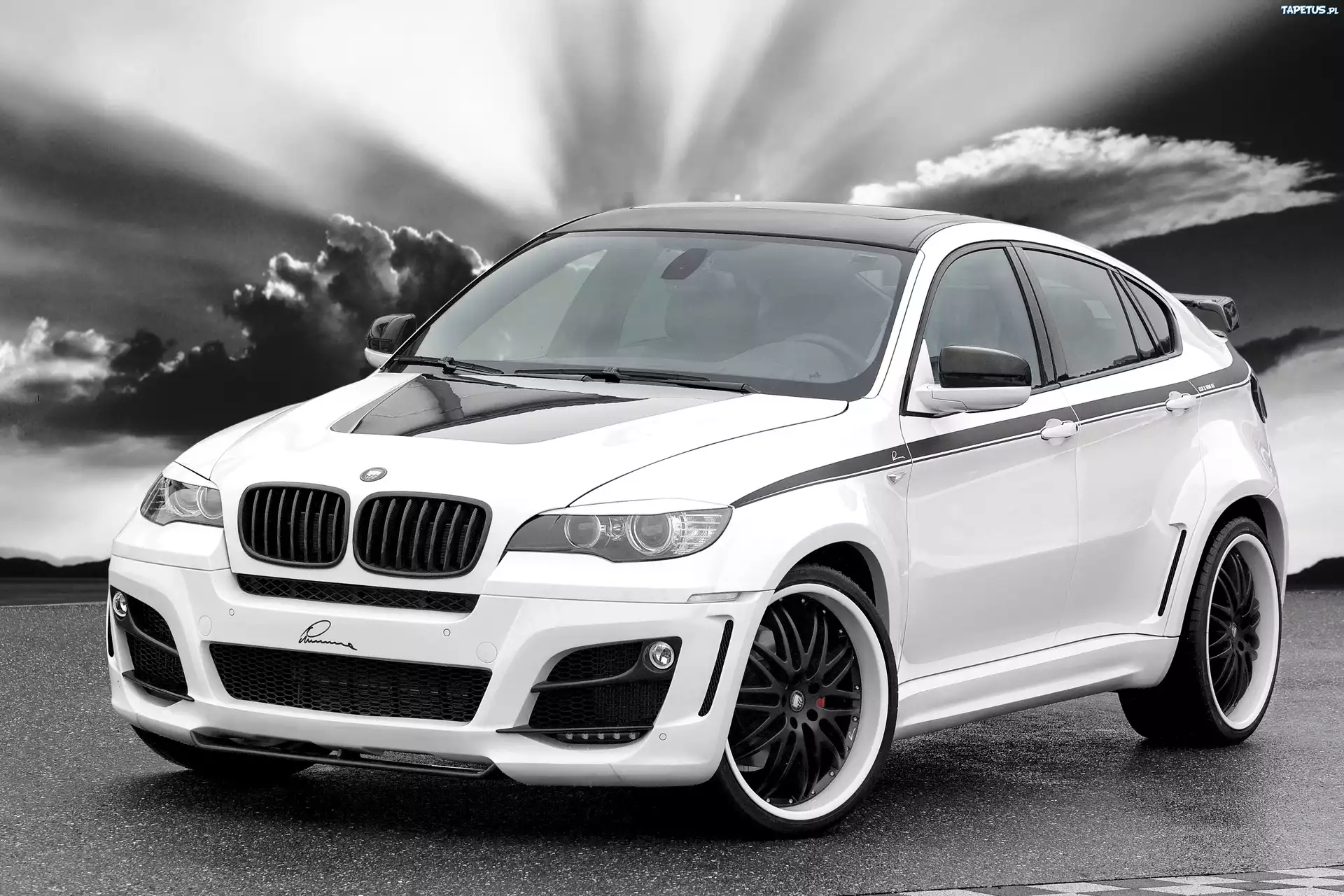 BMW X6, Czerwone, Zaciski, Chmury