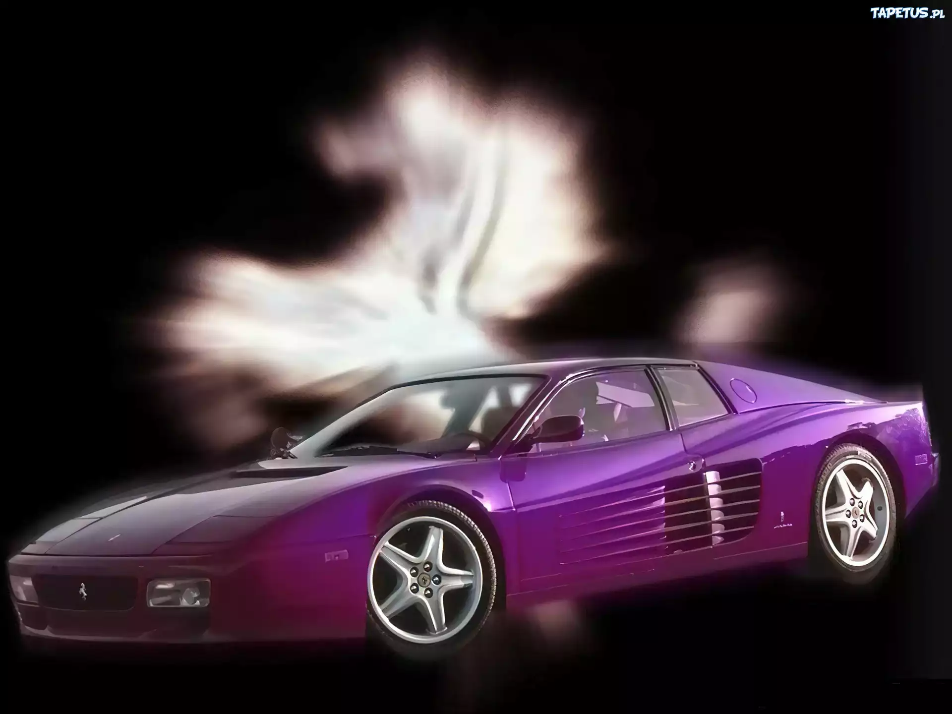Fioletowe, Ferrari Testarossa, Czarne, Tło