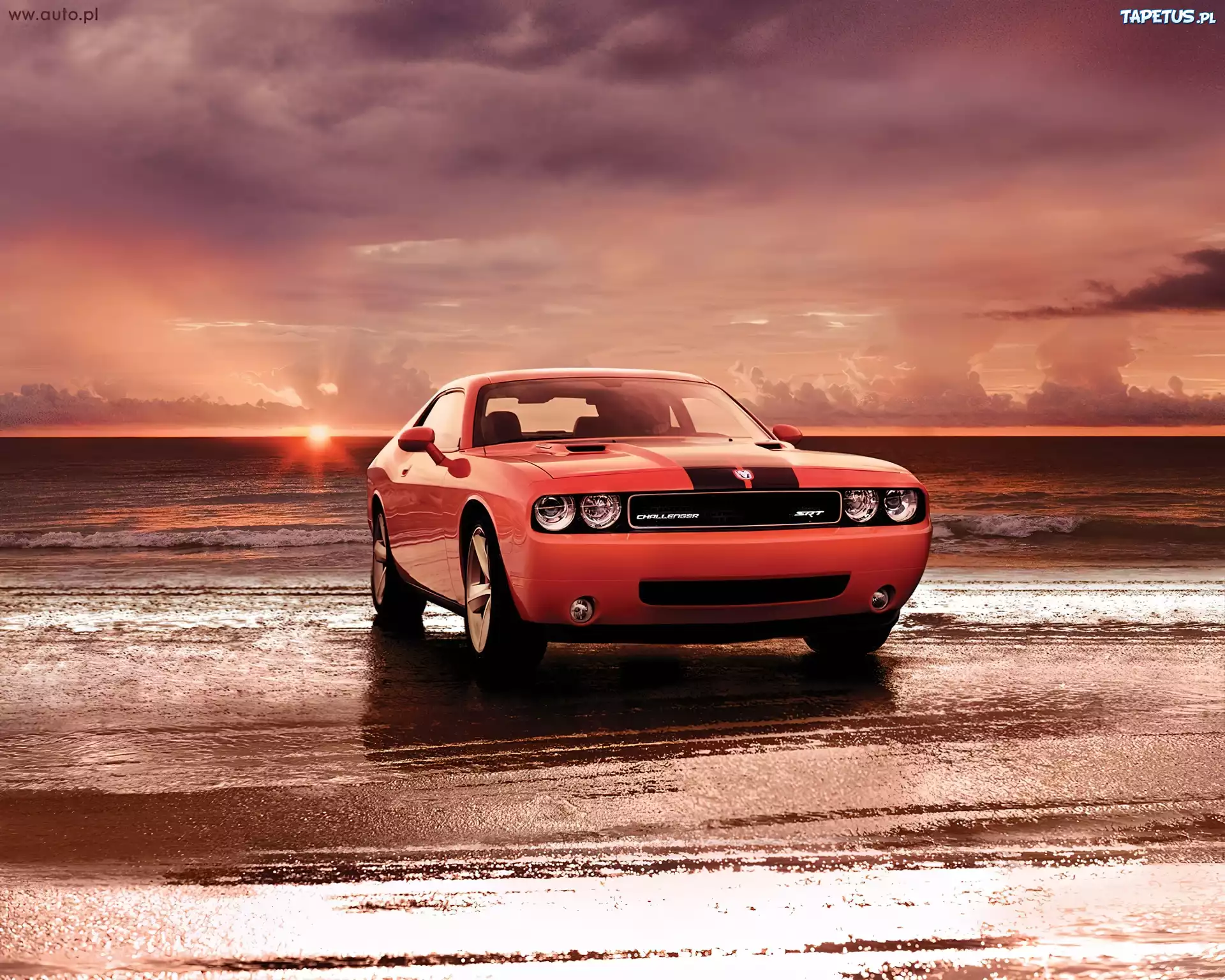 Dodge Challenger, Plaża, Morze
