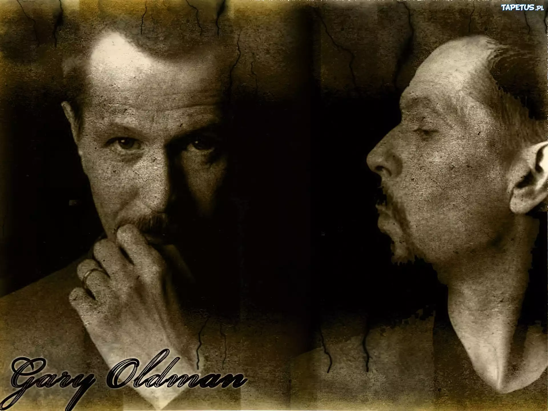 Gary Oldman,twarz, ręka
