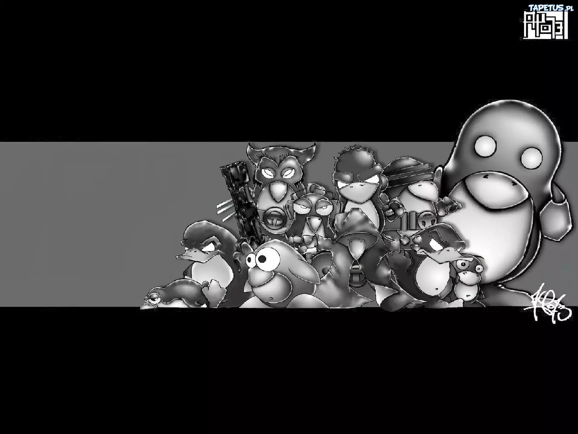Linux, grafika, pingwin, postacie