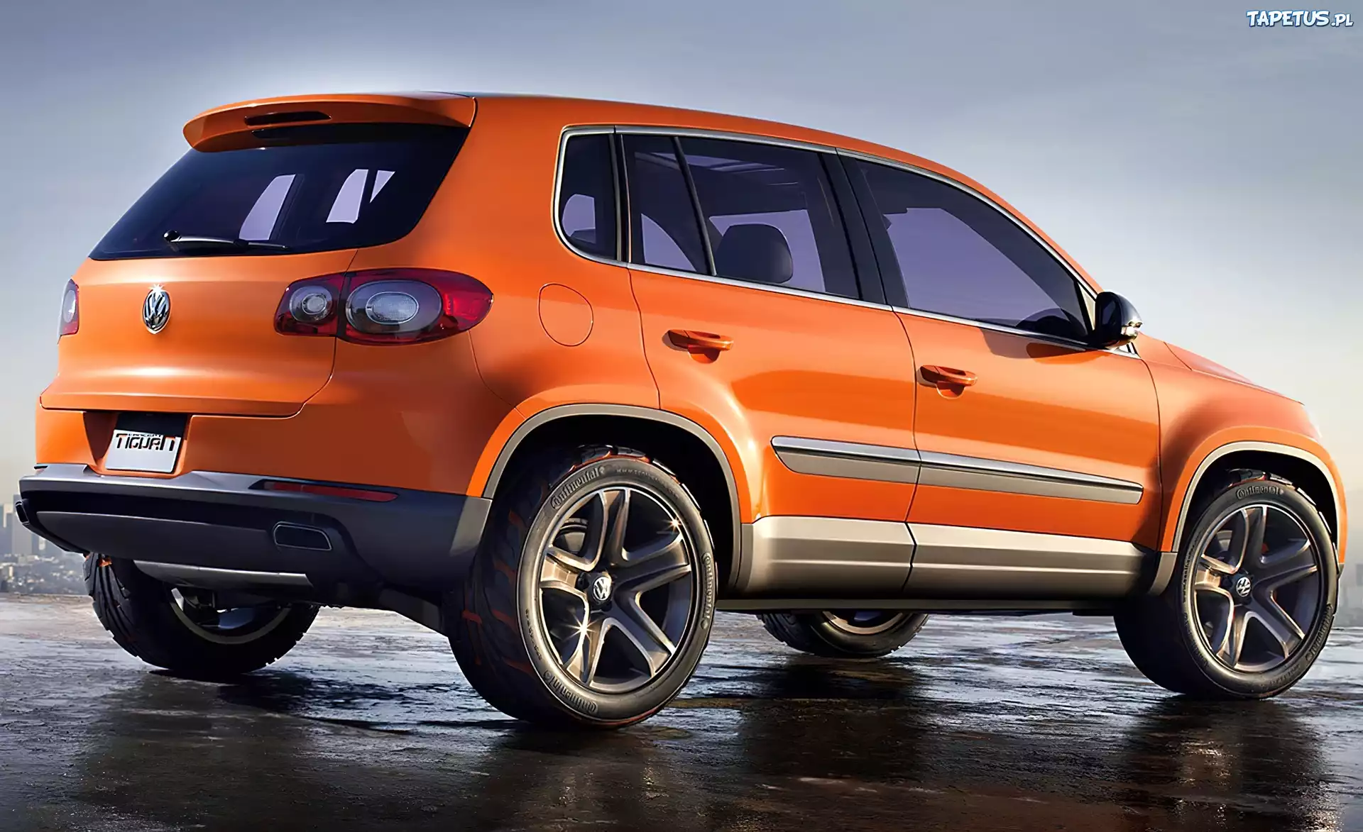 Volkswagen Tiguan, Czarno, Pomarańczowe, Opony