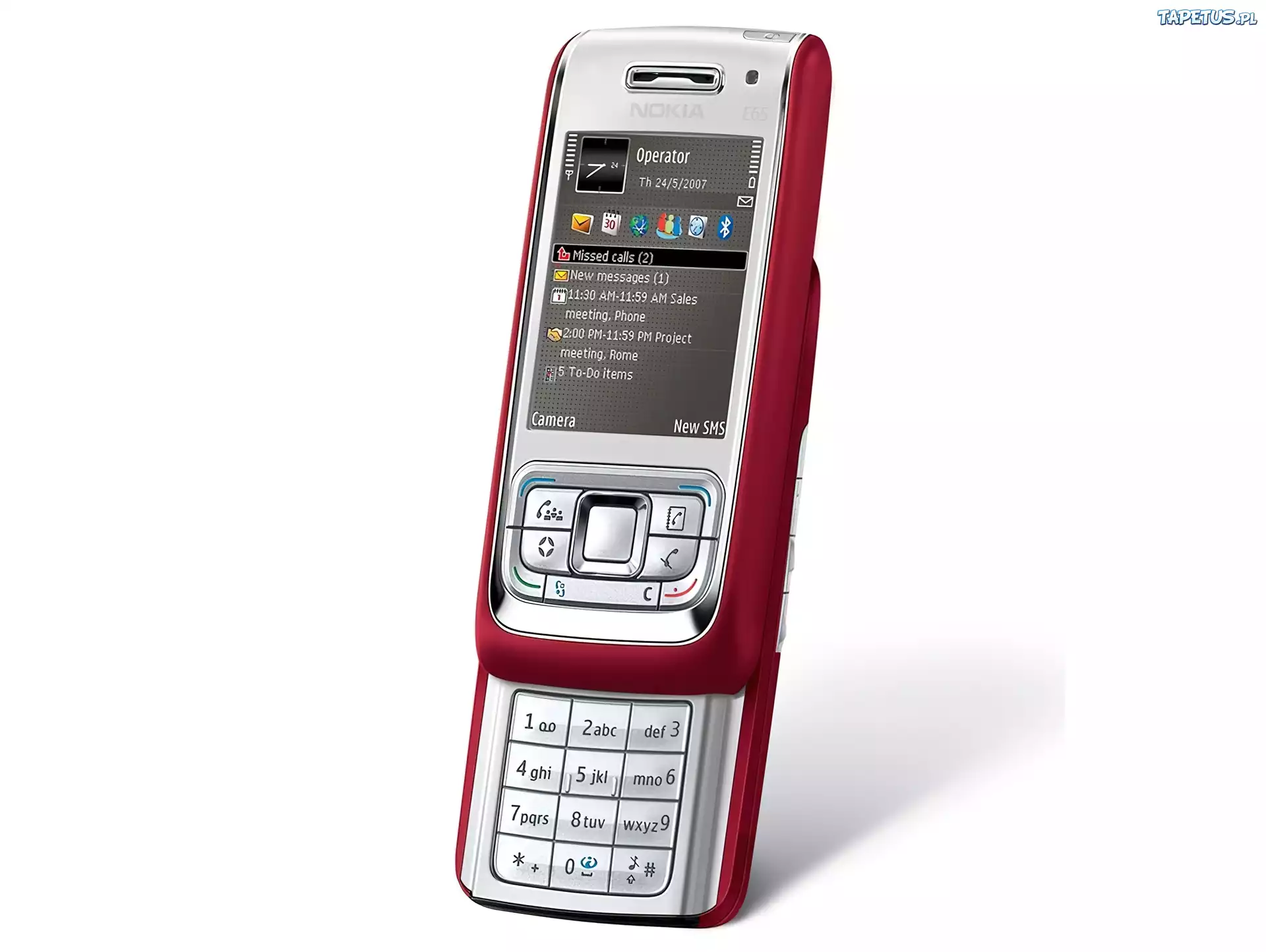 Nokia E65, Czerwona, Srebrna