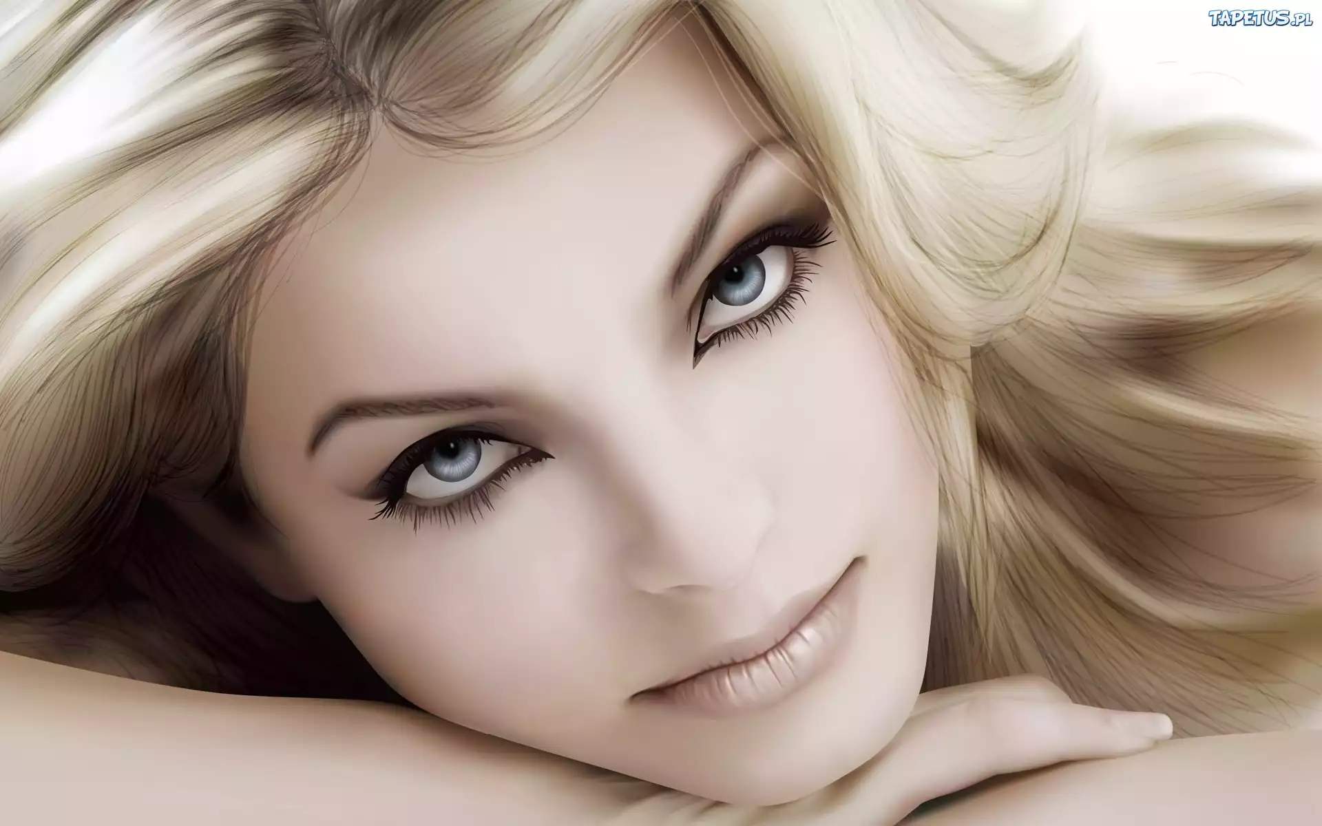 Twarz, Grafika, Niebieskie, Oczy, Yvonne Caterrfeld