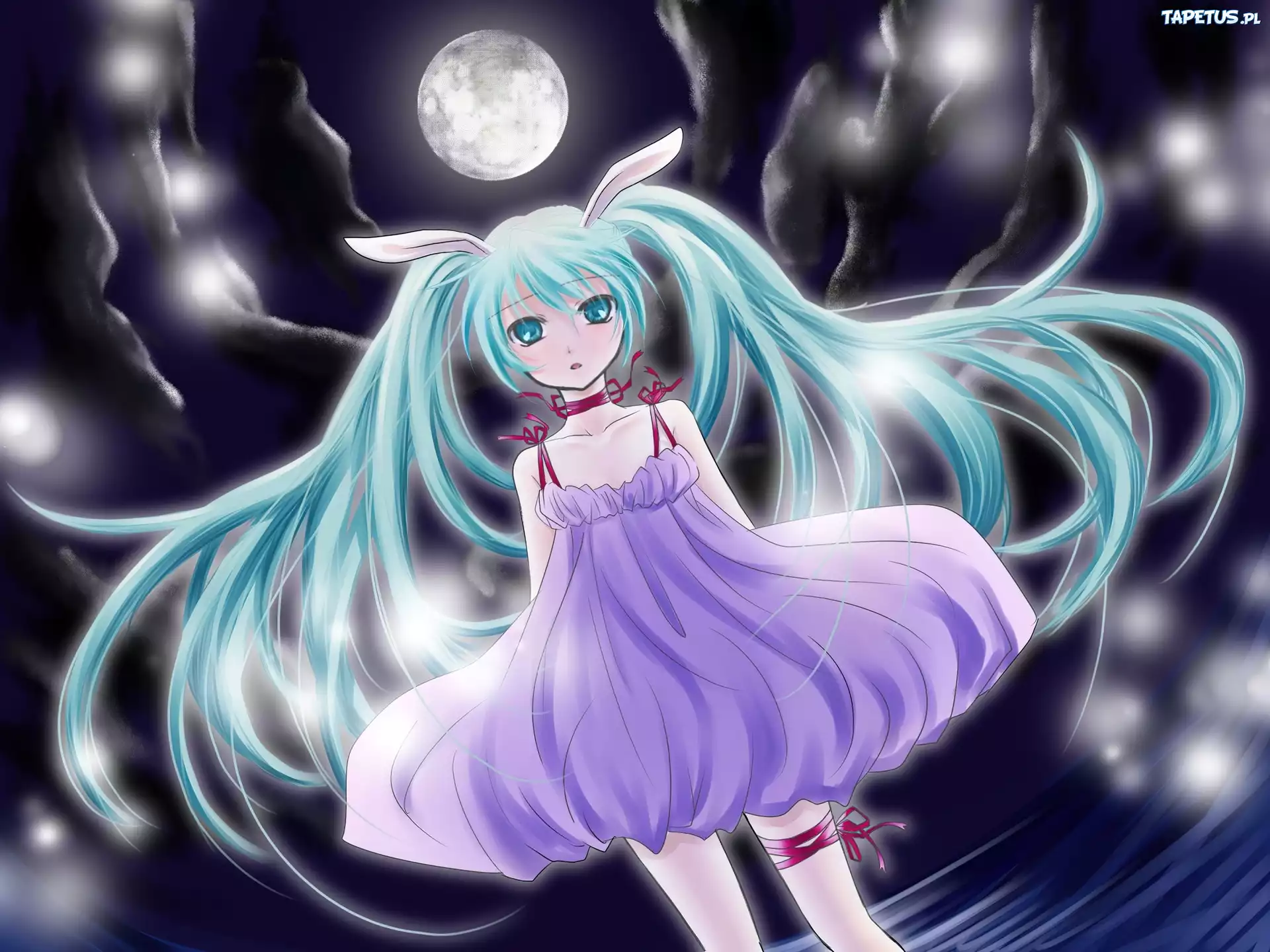 Vocaloid, Miku Hatsune, Suknia, Księżyc