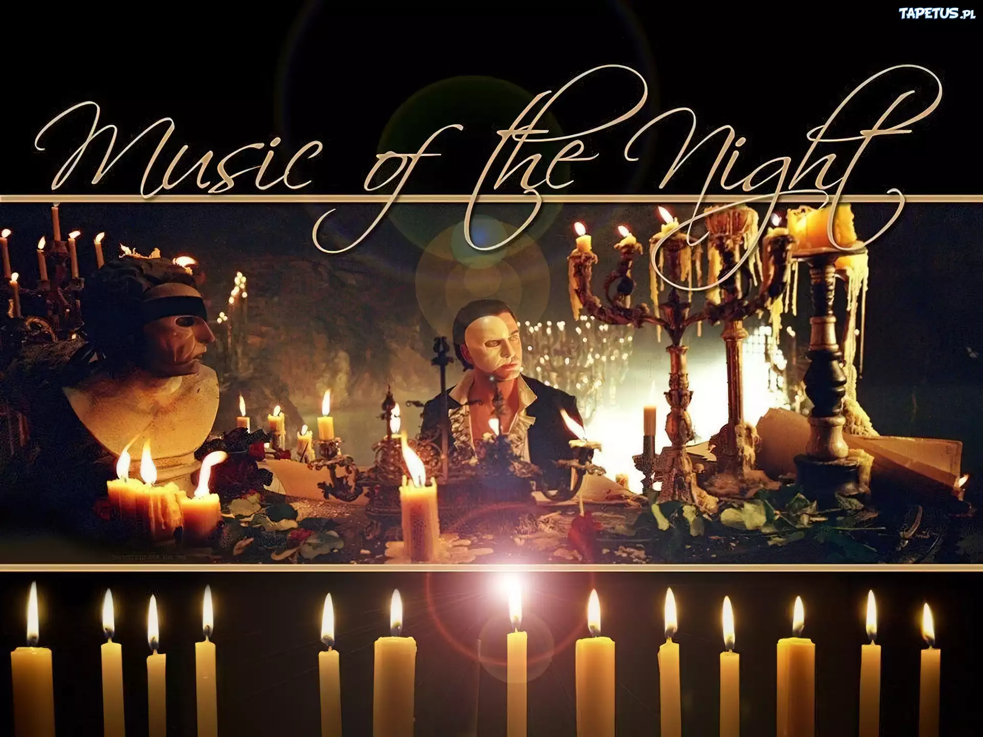 Phantom Of The Opera, świeczki, stół, maski