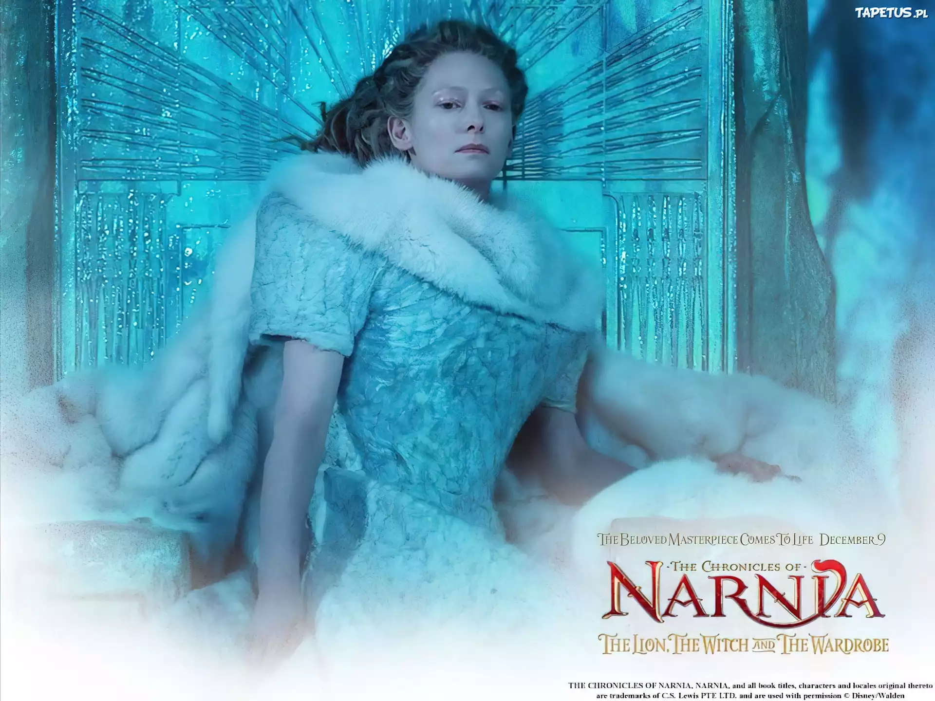 The Chronicles Of Narnia, Tilda Swinton, siedzi, futro, brzydka