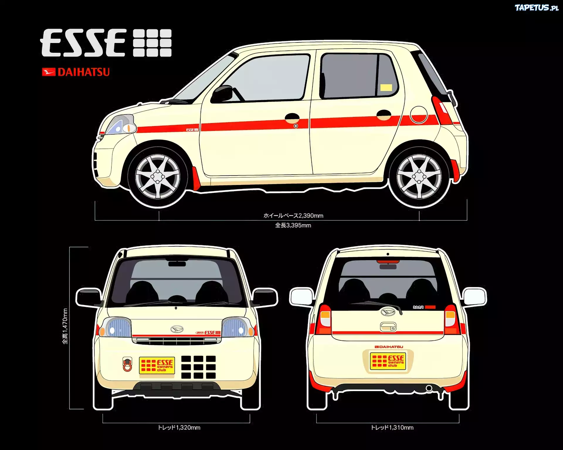 Daihatsu Esse, Wymiary